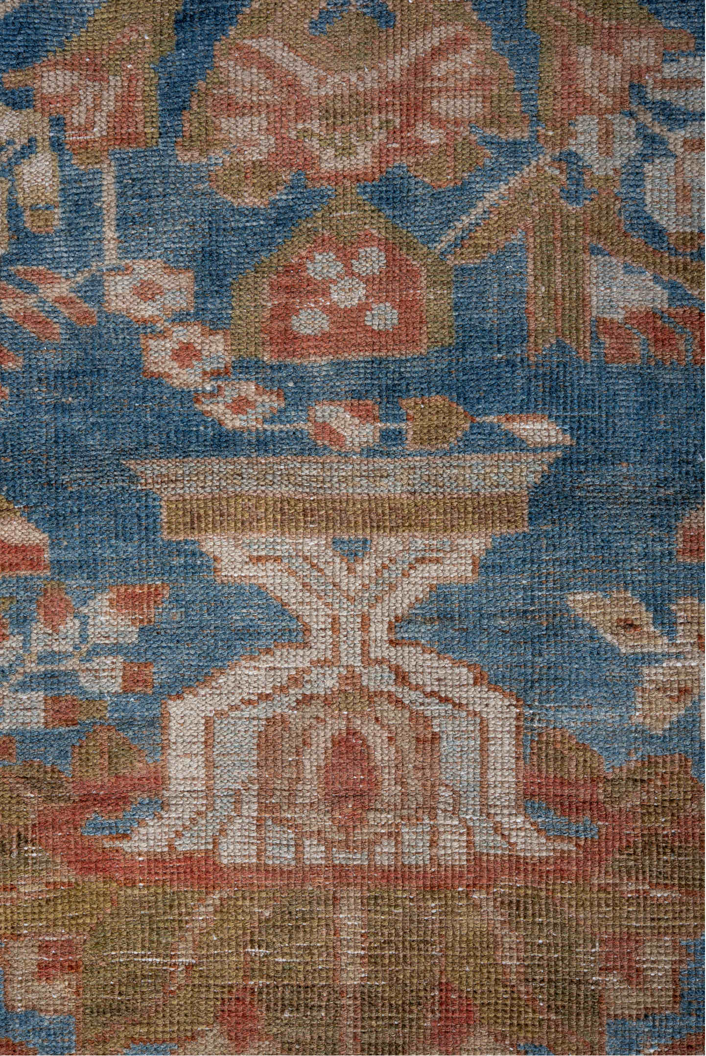 4' x 6' one-of-a-kind handmade vintage Afshar small size rug. Color palette: arapawa, blue, brown, gray, light blue