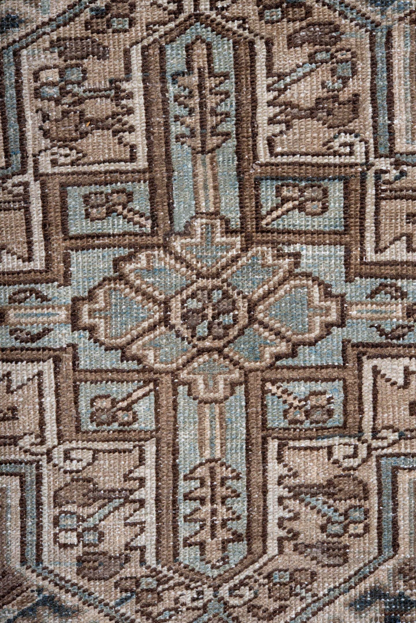 8' x 11' one-of-a-kind handmade vintage Heriz large size rug. Color palette: ivory, taupe, charcoal, pale_blue, brown, slate