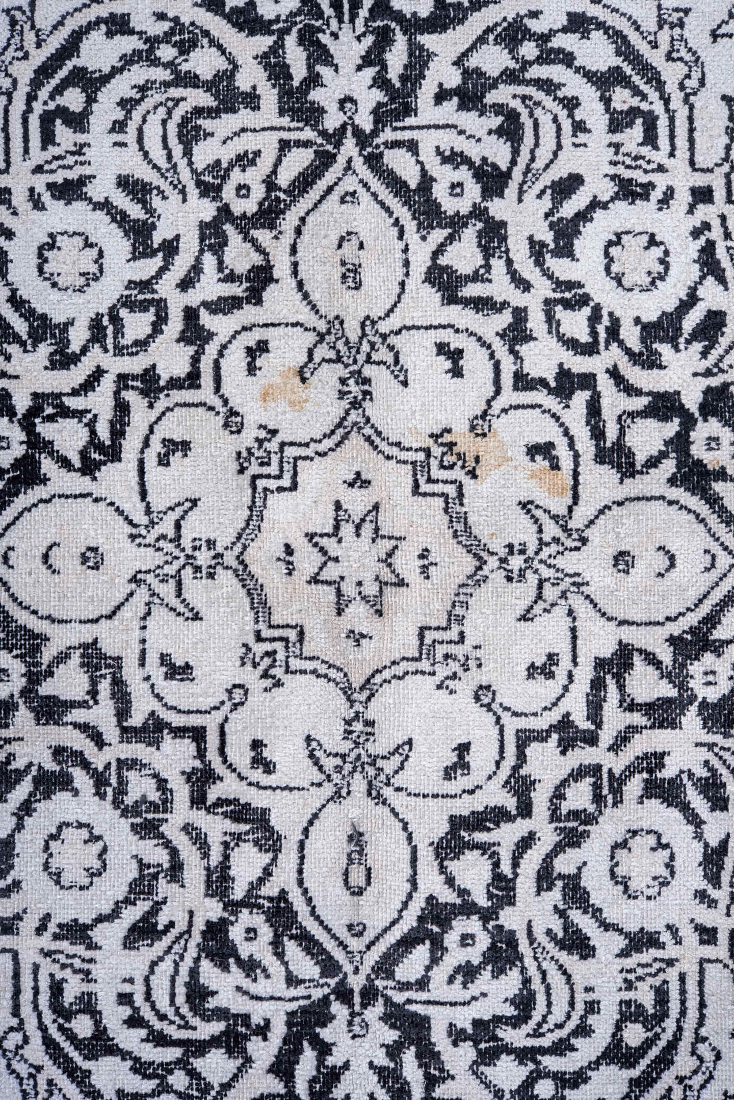6' x 8' one-of-a-kind handmade antique Kaisary medium size rug. Color palette: ivory, charcoal, slate, taupe, gray, black