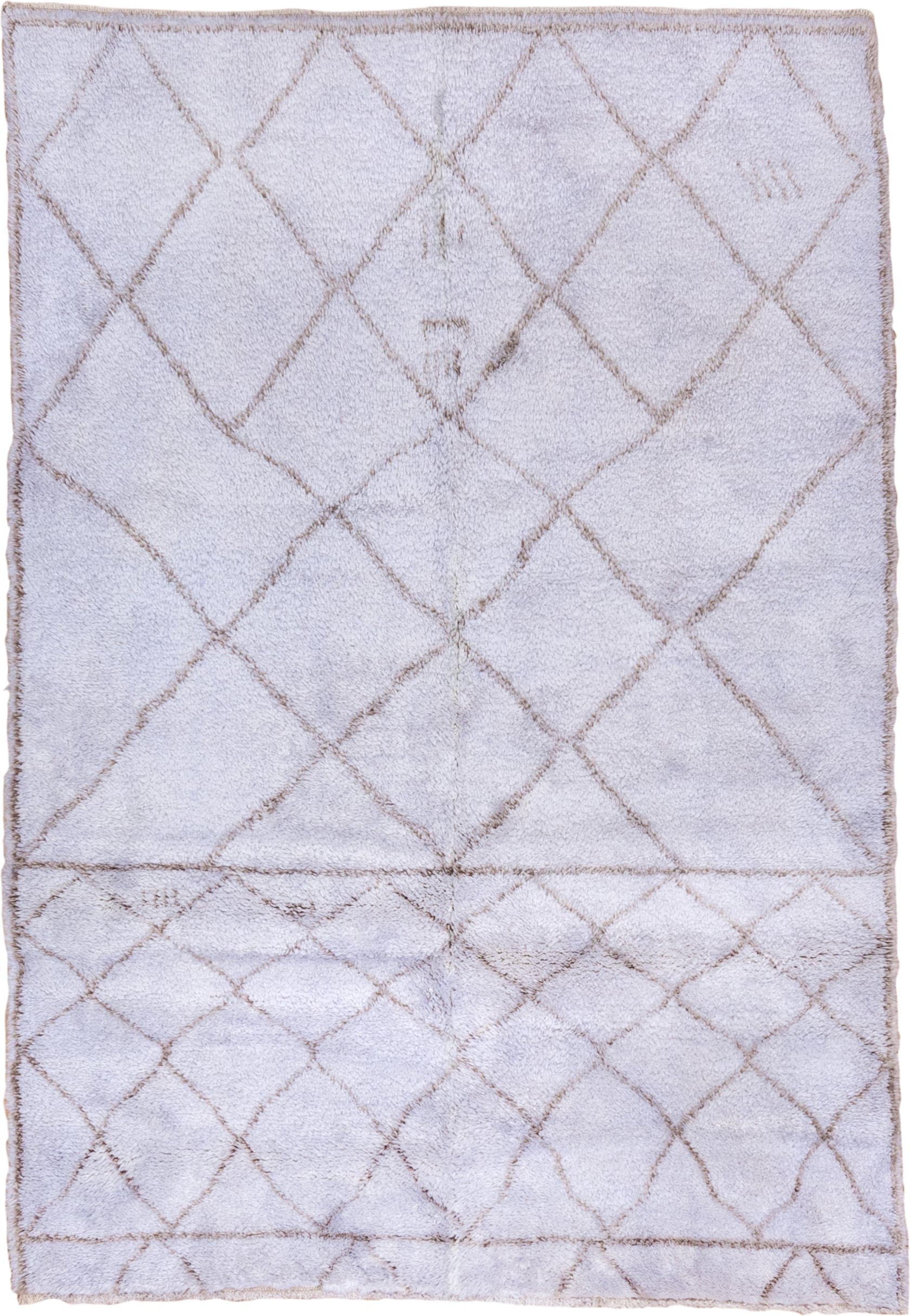 5' x 8' one-of-a-kind handmade vintage Moroccan medium size rug. Color palette: ivory, taupe, cream, beige, gray