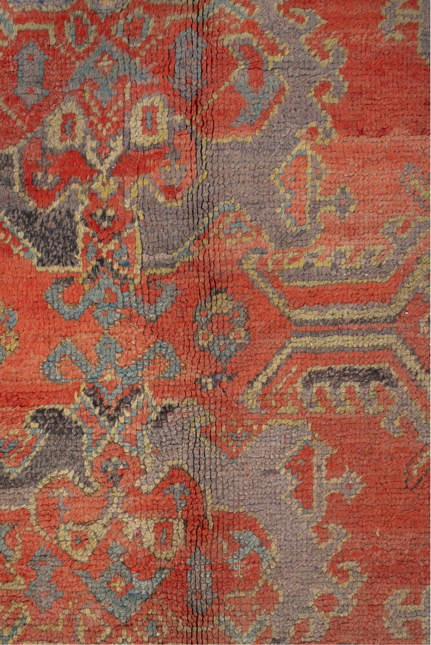 10' x 11' one-of-a-kind handmade antique Oushak large size rug. Color palette: terra cotta, gray, pale blue, ivory, rust