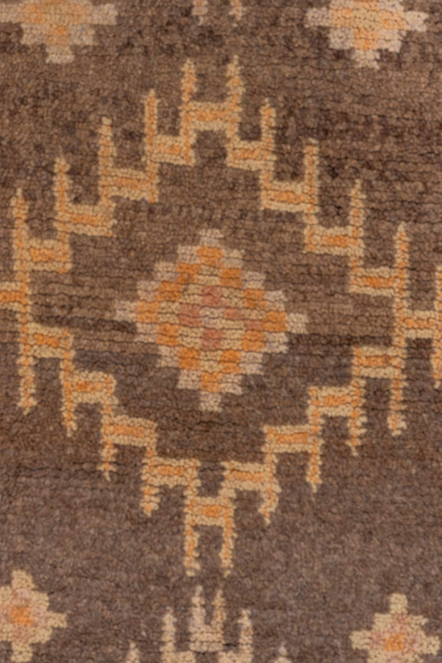 2' x 14' one-of-a-kind handmade vintage Moroccan runner rug. Color palette: brown, beige, blush, taupe, rose, charcoal, teal