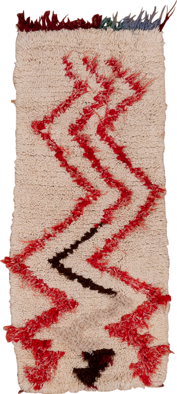 1' x 4' one-of-a-kind handmade vintage Moroccan small size rug. Color palette: brown, fire brick, gray, light gray