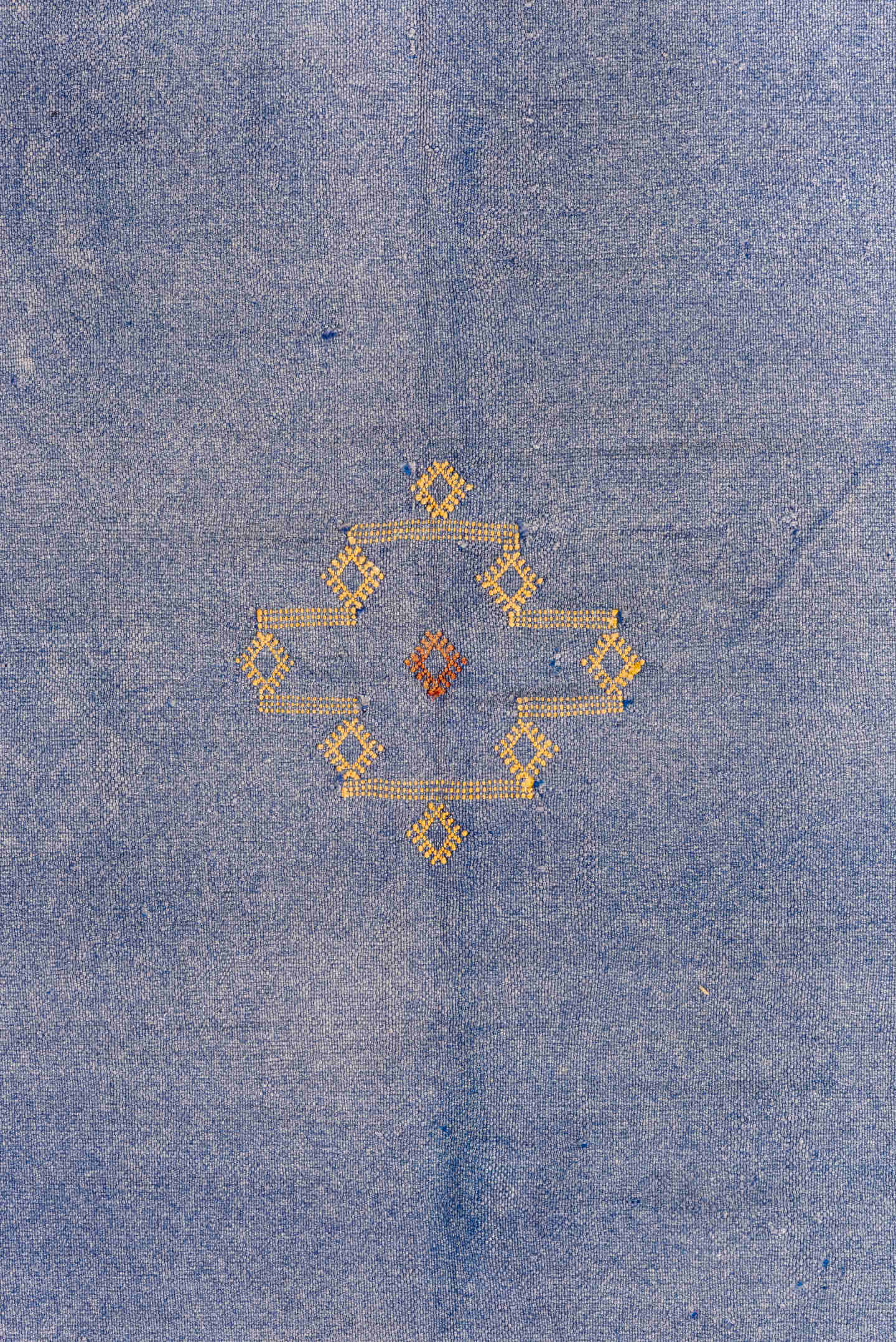 6' x 9' one-of-a-kind handmade vintage Cactus Kilim medium size rug. Color palette: blue, ivory, blush, saffron, rose, pink