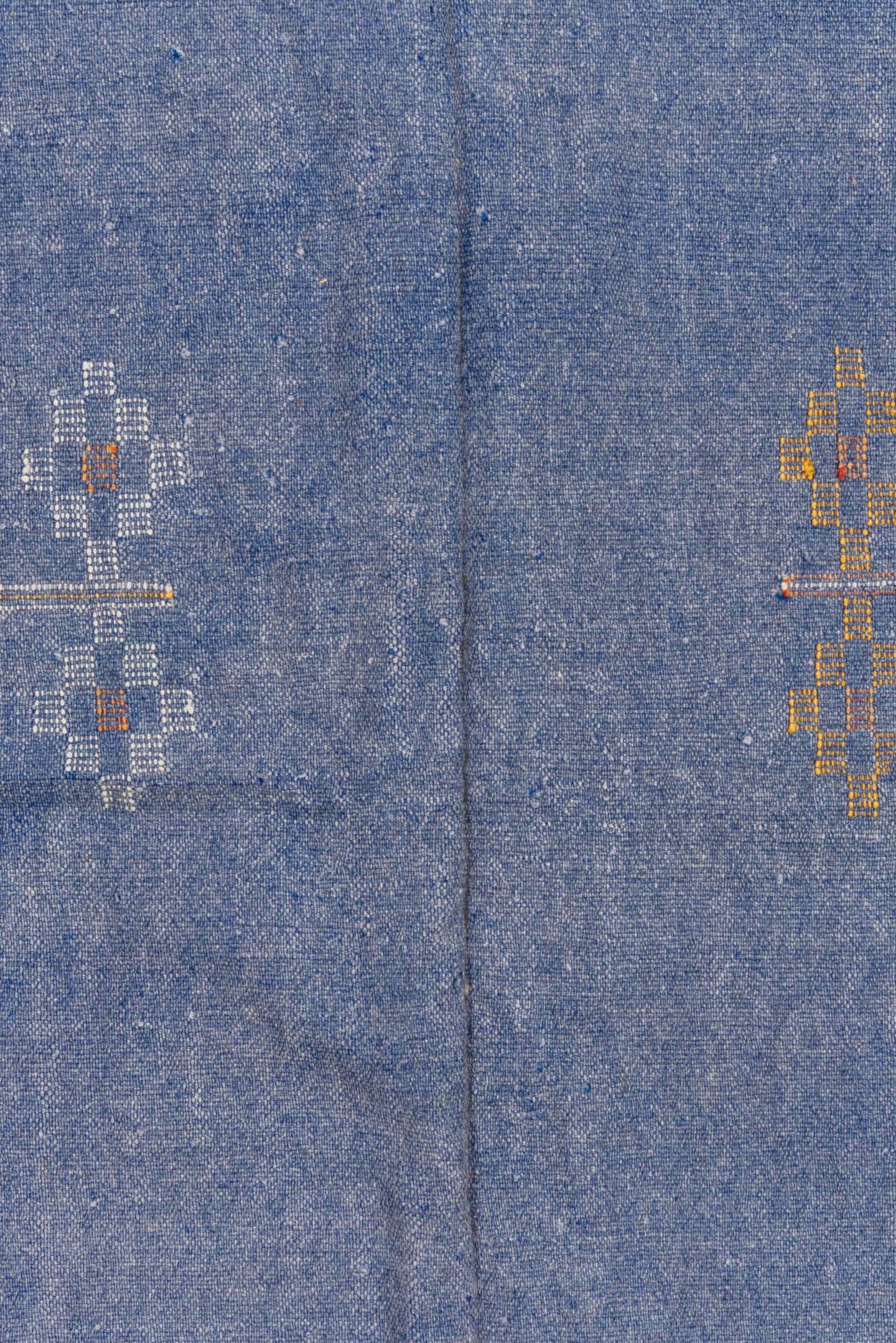 5' x 8' one-of-a-kind handmade vintage Cactus Kilim medium size rug. Color palette: faded blue, ivory, taupe, slate, blue
