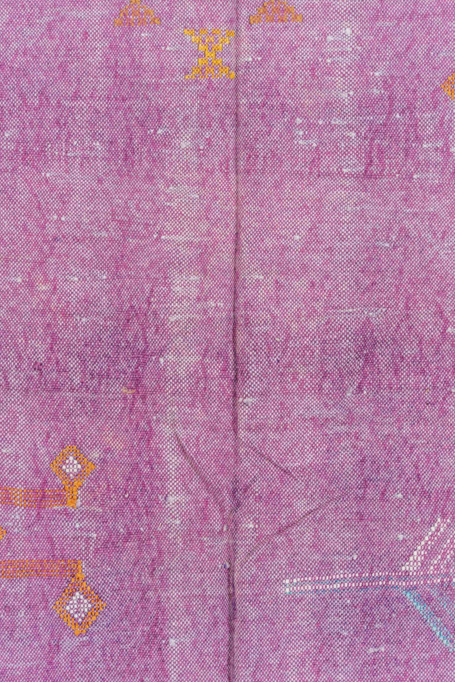 4' x 7' one-of-a-kind handmade vintage Cactus Kilim rug. Color palette: pink, lavender, ivory, rose, orange, plum
