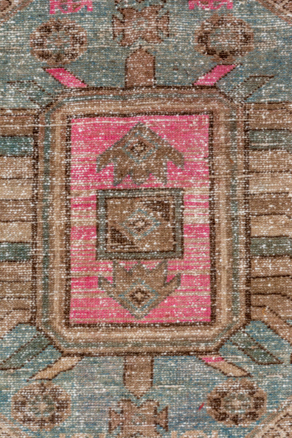 4' x 6' one-of-a-kind handmade antique Hamadan small size rug. Color palette: taupe, brown, sky blue, pink, charcoal, ivory