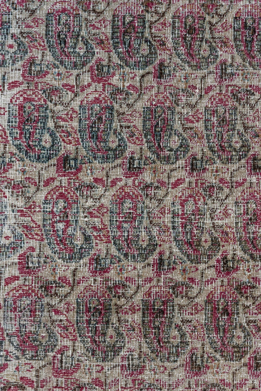 3' x 19' one-of-a-kind handmade antique Khorassan runner rug. Color palette: ivory, rose, burgundy, slate, taupe, sage, pink