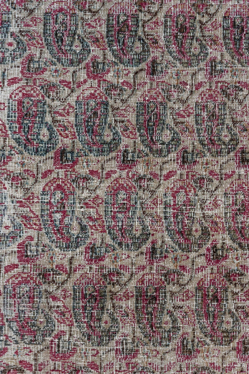 3' x 19' one-of-a-kind handmade antique Khorassan runner rug. Color palette: ivory, rose, burgundy, slate, taupe, sage, pink