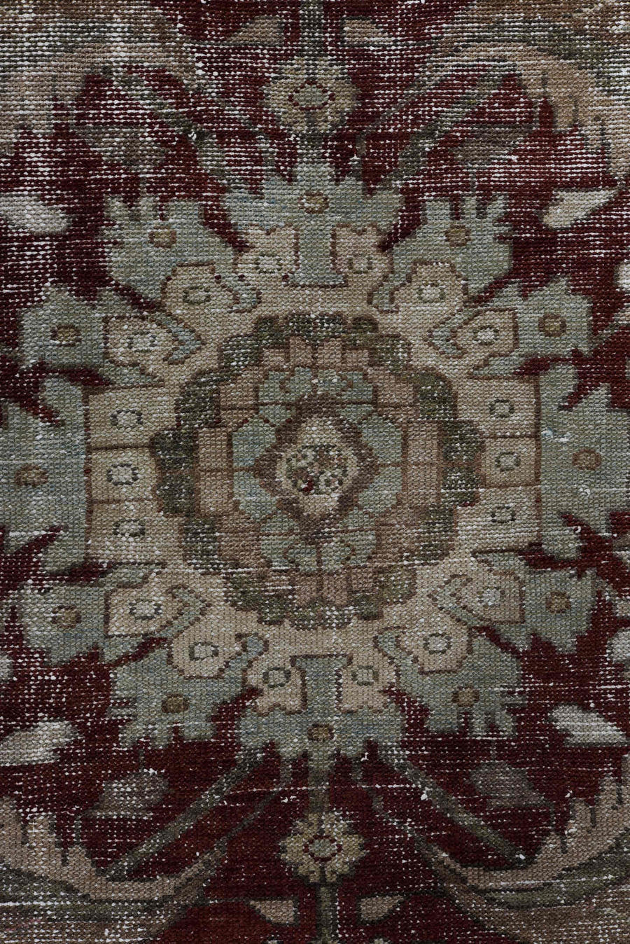 4' x 6' one-of-a-kind handmade vintage Malayer small size rug. Color palette: taupe, burgundy, ivory, brown, rose, charcoal