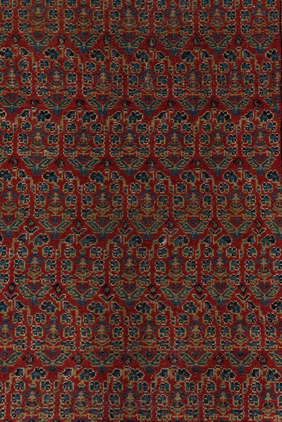 2' x 11' one-of-a-kind handmade antique Malayer runner rug. Color palette: rust, navy, ivory, camel, slate, brown