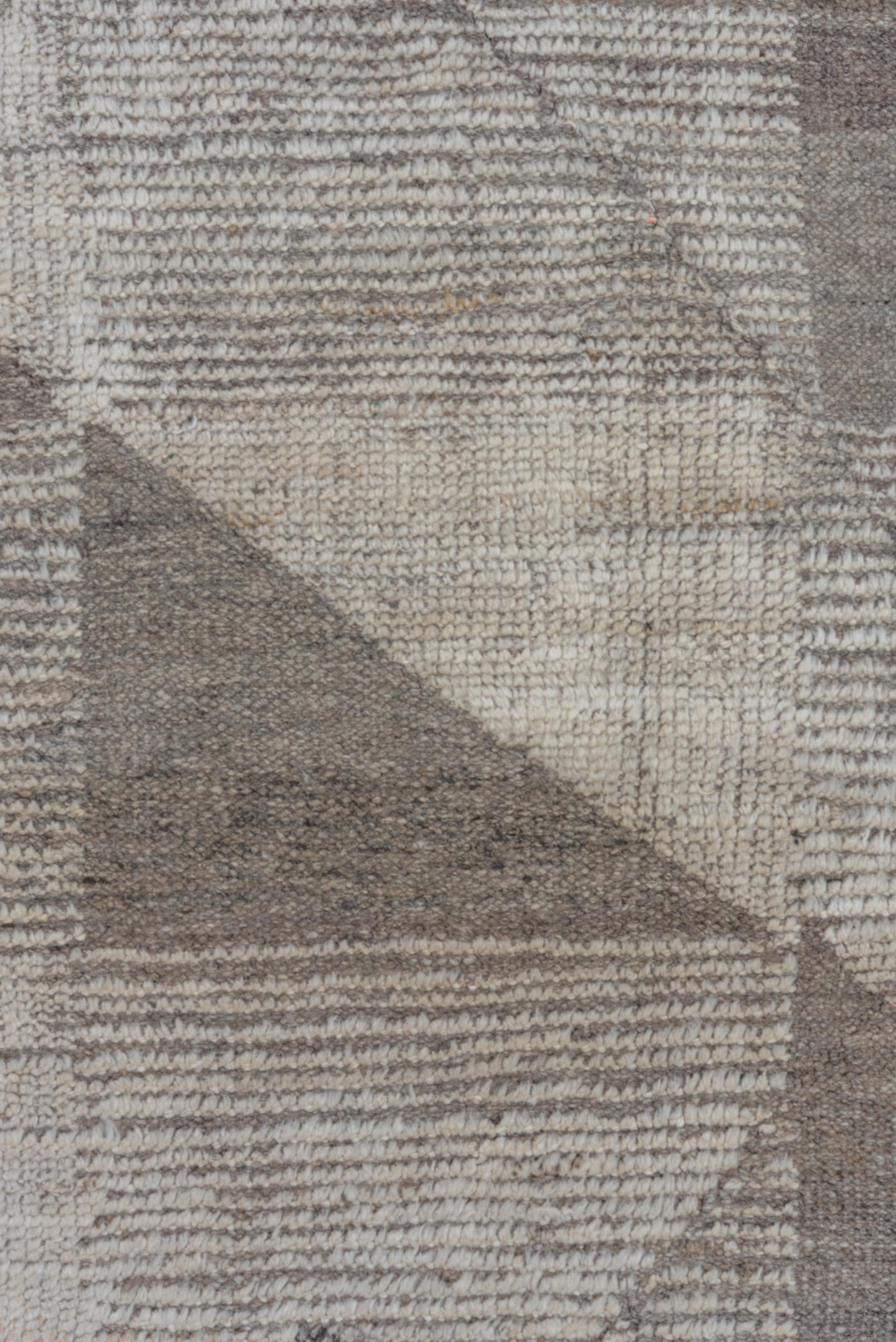 12' x 19' one-of-a-kind handmade vintage Tulu oversize rug. Color palette: ivory, taupe, beige, cream, greige, gray