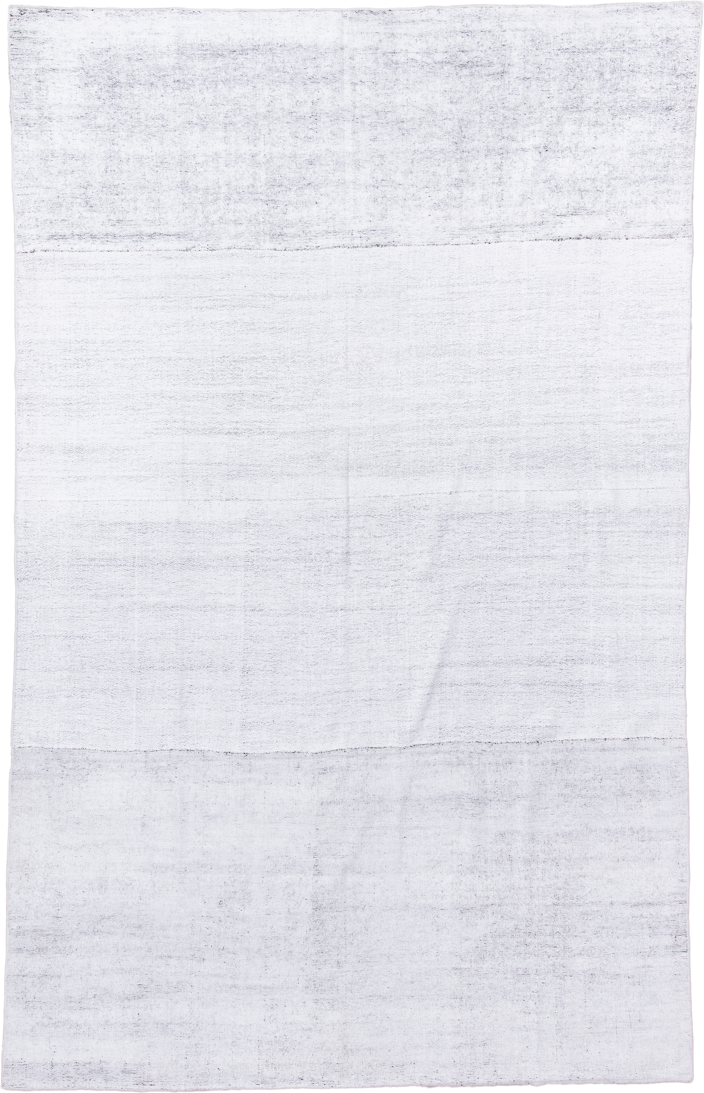 7' x 12' one-of-a-kind handmade antique Flatweave large size rug. Color palette: ivory, pale gray, cream, light gray