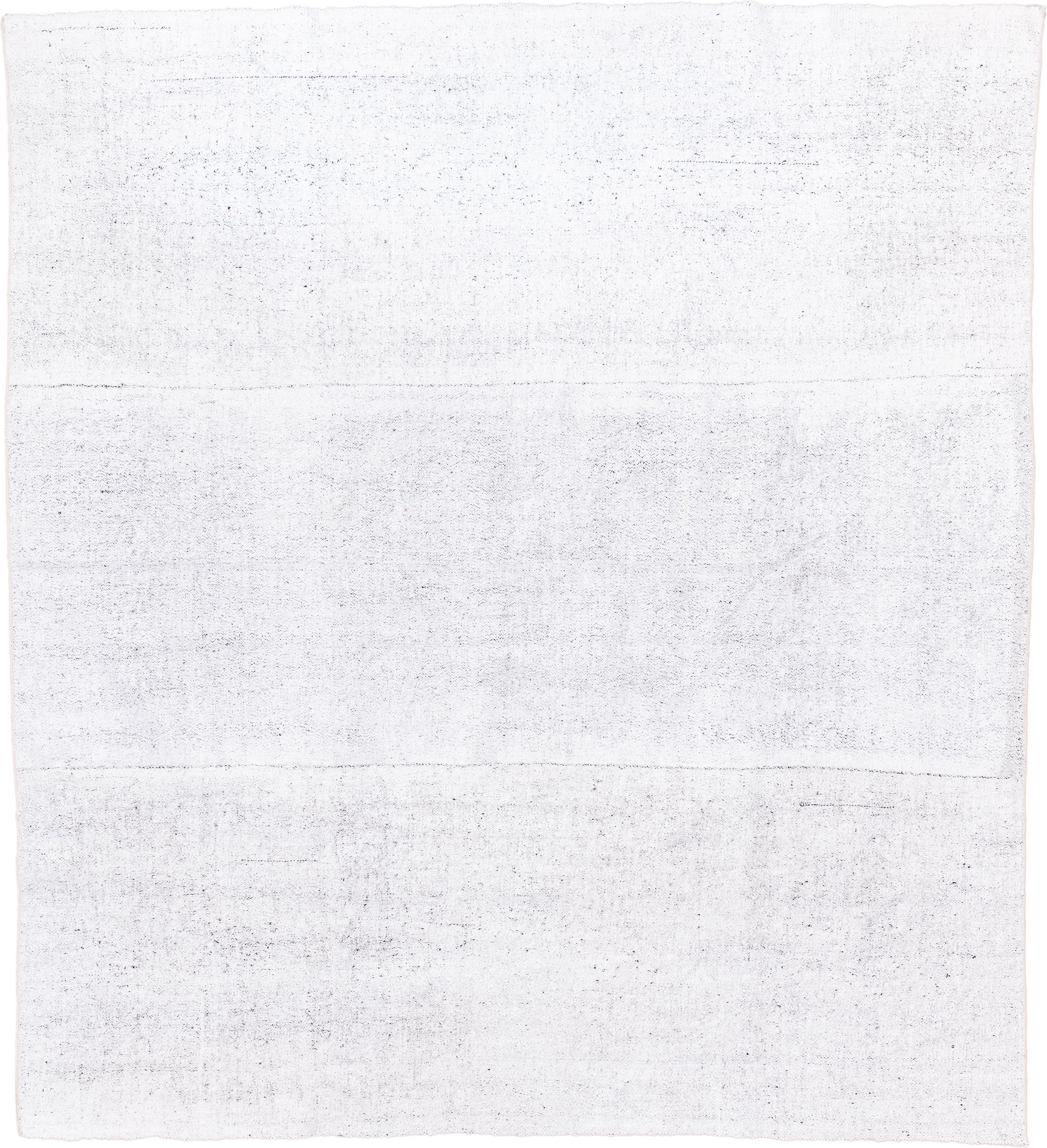 7' x 7' one-of-a-kind handmade antique Flatweave rug. Color palette: ivory, cream, taupe, pale gray, beige, gray, light gray