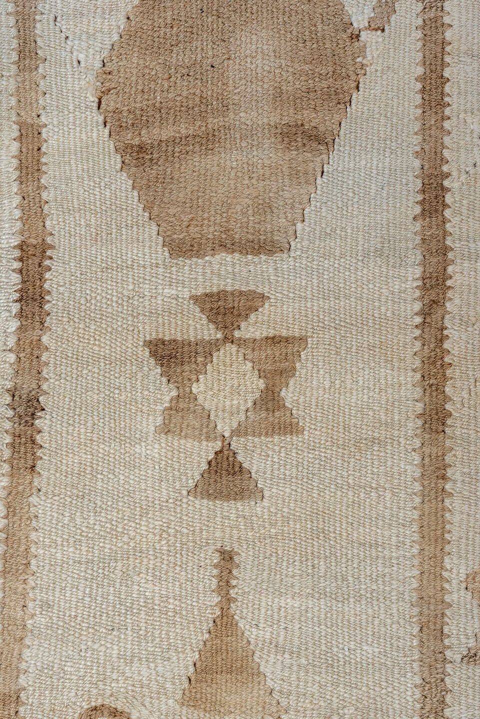 2' x 11' one-of-a-kind handmade antique Kilim runner rug. Color palette: ivory, taupe, brown, camel, beige, gray