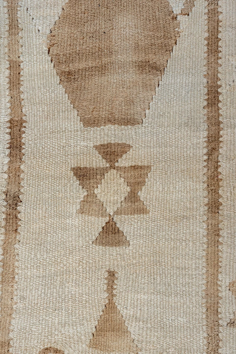 2' x 11' one-of-a-kind handmade antique Kilim runner rug. Color palette: ivory, taupe, brown, camel, beige, gray