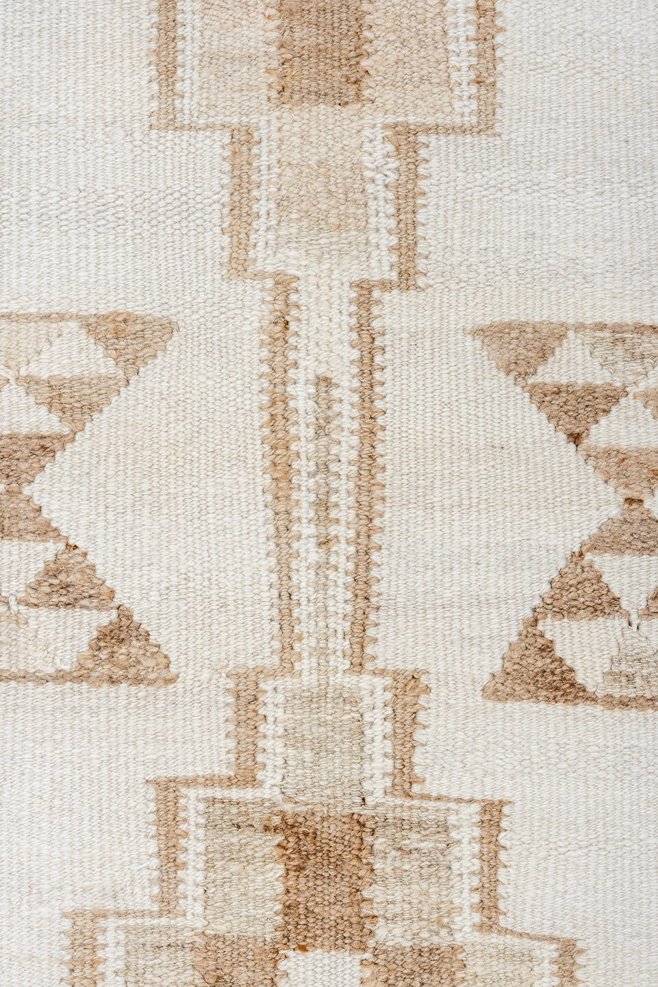 3' x 12' one-of-a-kind handmade vintage Kilim runner rug. Color palette: ivory, taupe, beige, camel, sand, gray