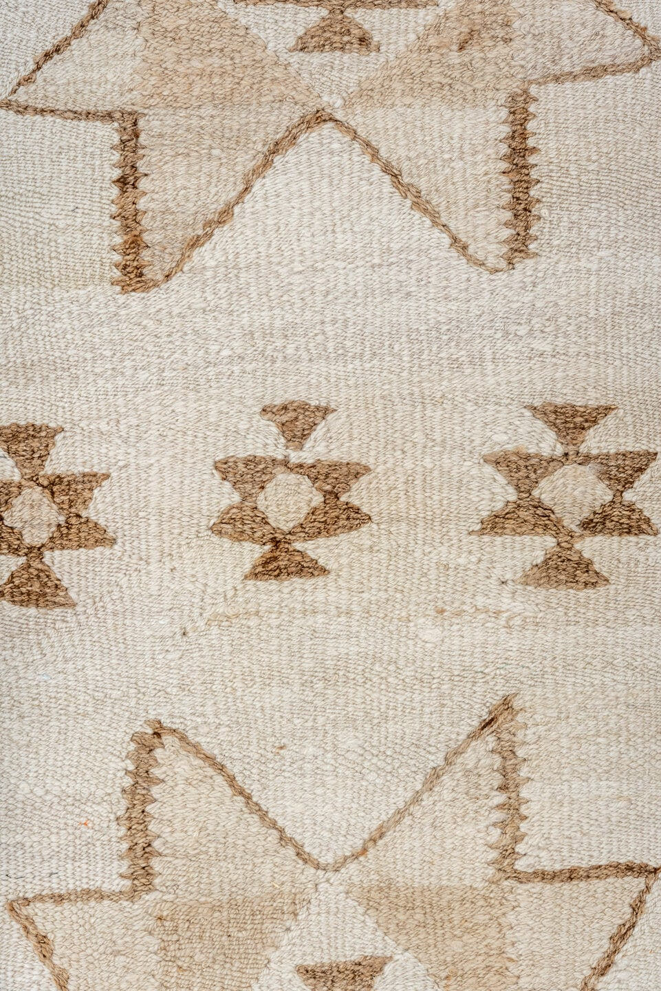2' x 10' one-of-a-kind handmade antique Kilim runner rug. Color palette: ivory, taupe, brown, camel, beige, gray