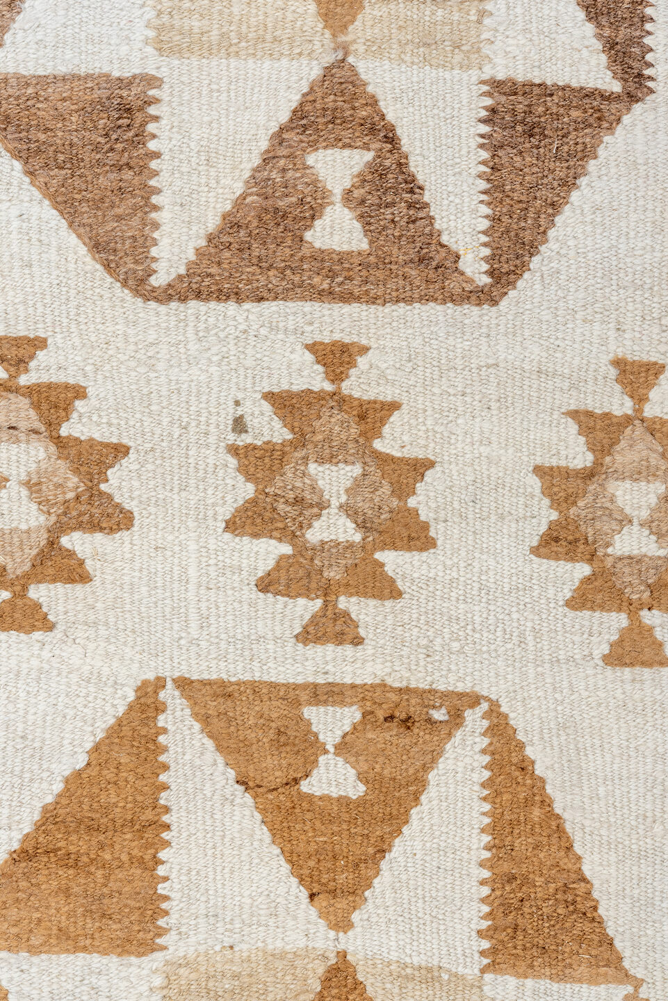 2' x 10' one-of-a-kind handmade antique Kilim runner rug. Color palette: ivory, taupe, camel, brown, beige, gray