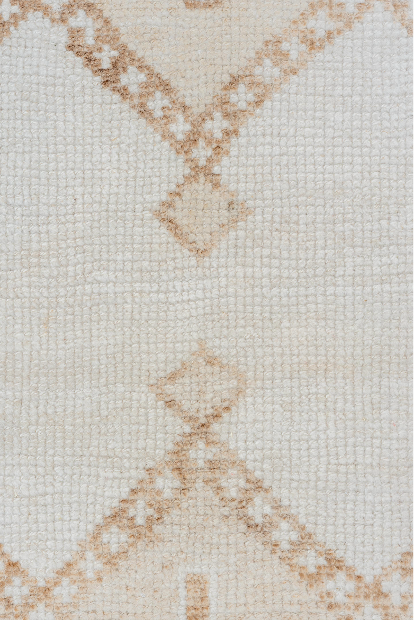 3' x 11' one-of-a-kind handmade vintage Kars runner rug. Color palette: ivory, beige, taupe, camel, gray