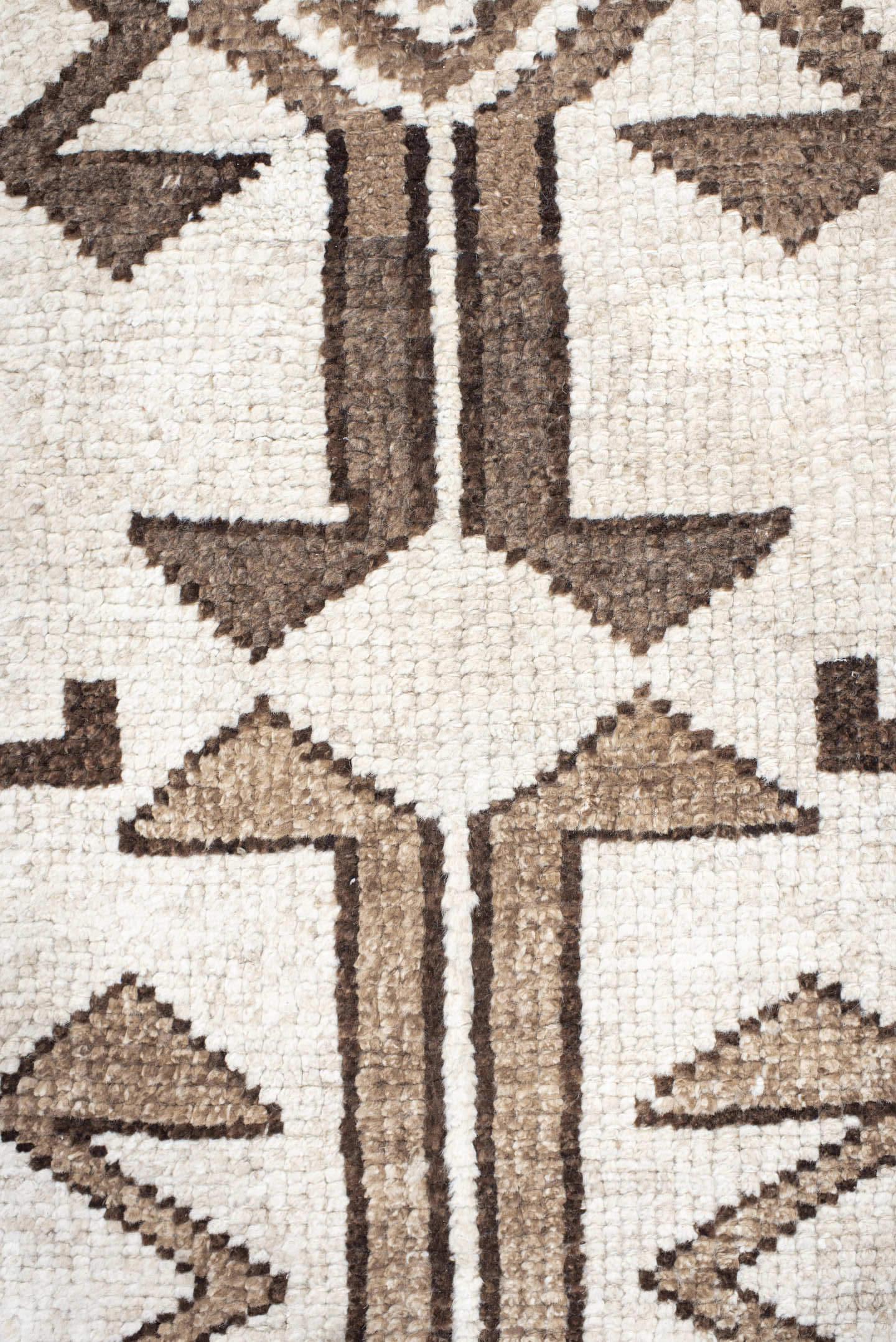 3' x 11' one-of-a-kind handmade vintage Kars runner rug. Color palette: ivory, brown, taupe, beige, gray