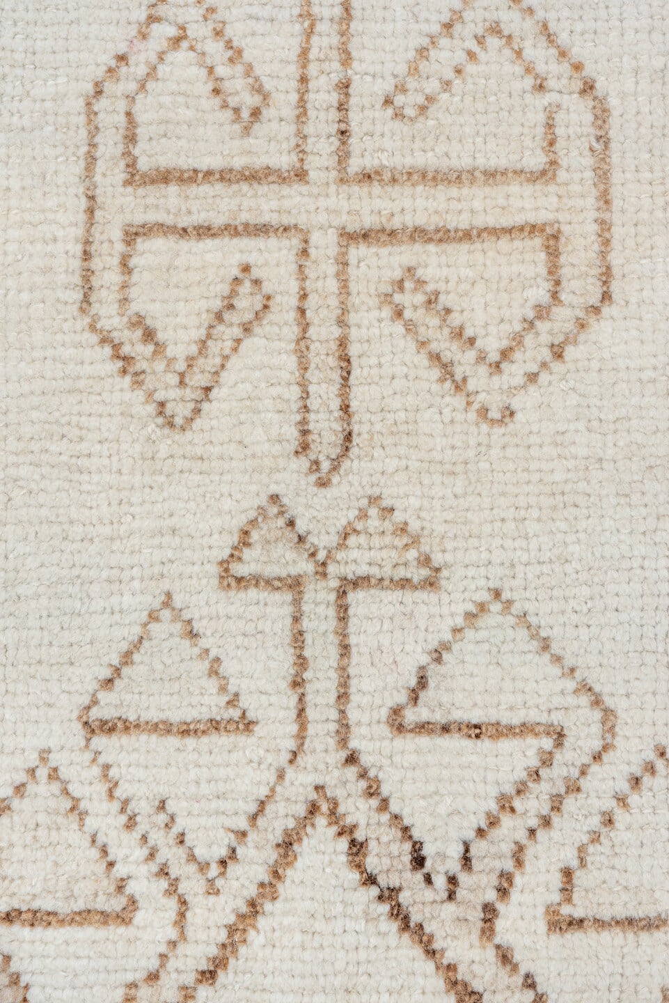 3' x 11' one-of-a-kind handmade vintage Kars runner rug. Color palette: ivory, camel, taupe, beige, gray
