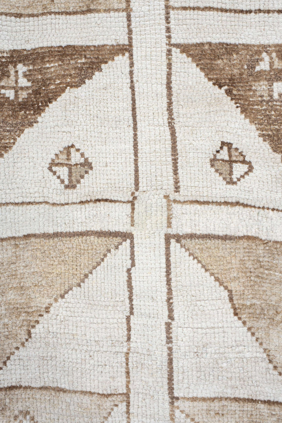 3' x 10' one-of-a-kind handmade vintage Kars runner rug. Color palette: ivory, taupe, camel, brown, beige, gray
