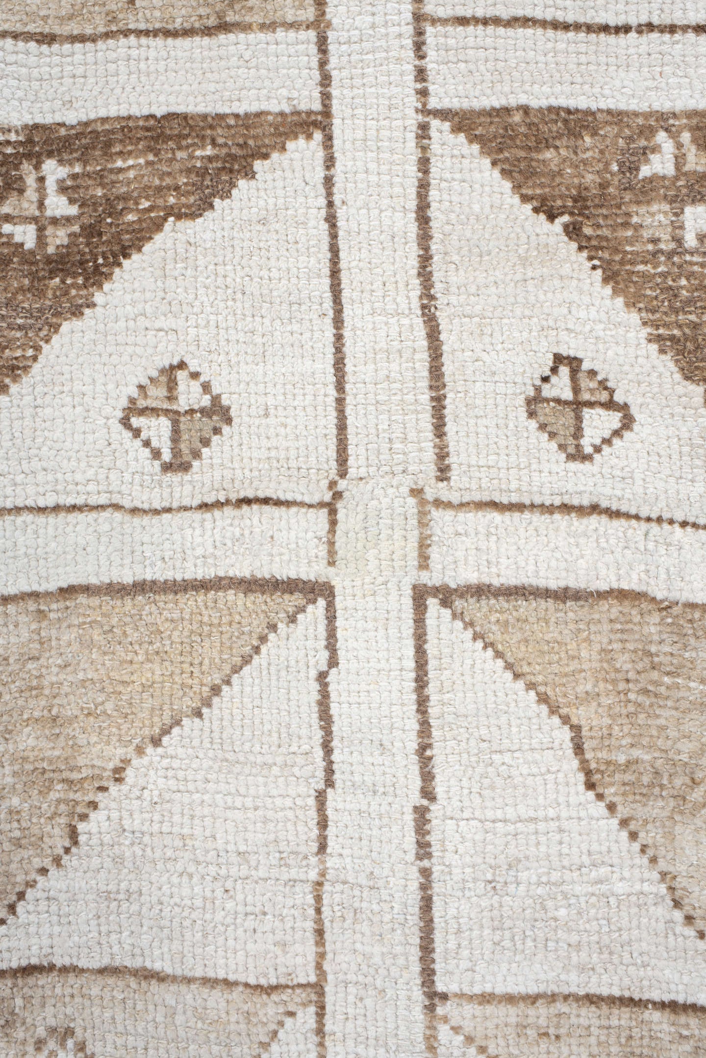 3' x 10' one-of-a-kind handmade vintage Kars runner rug. Color palette: ivory, taupe, camel, brown, beige, gray