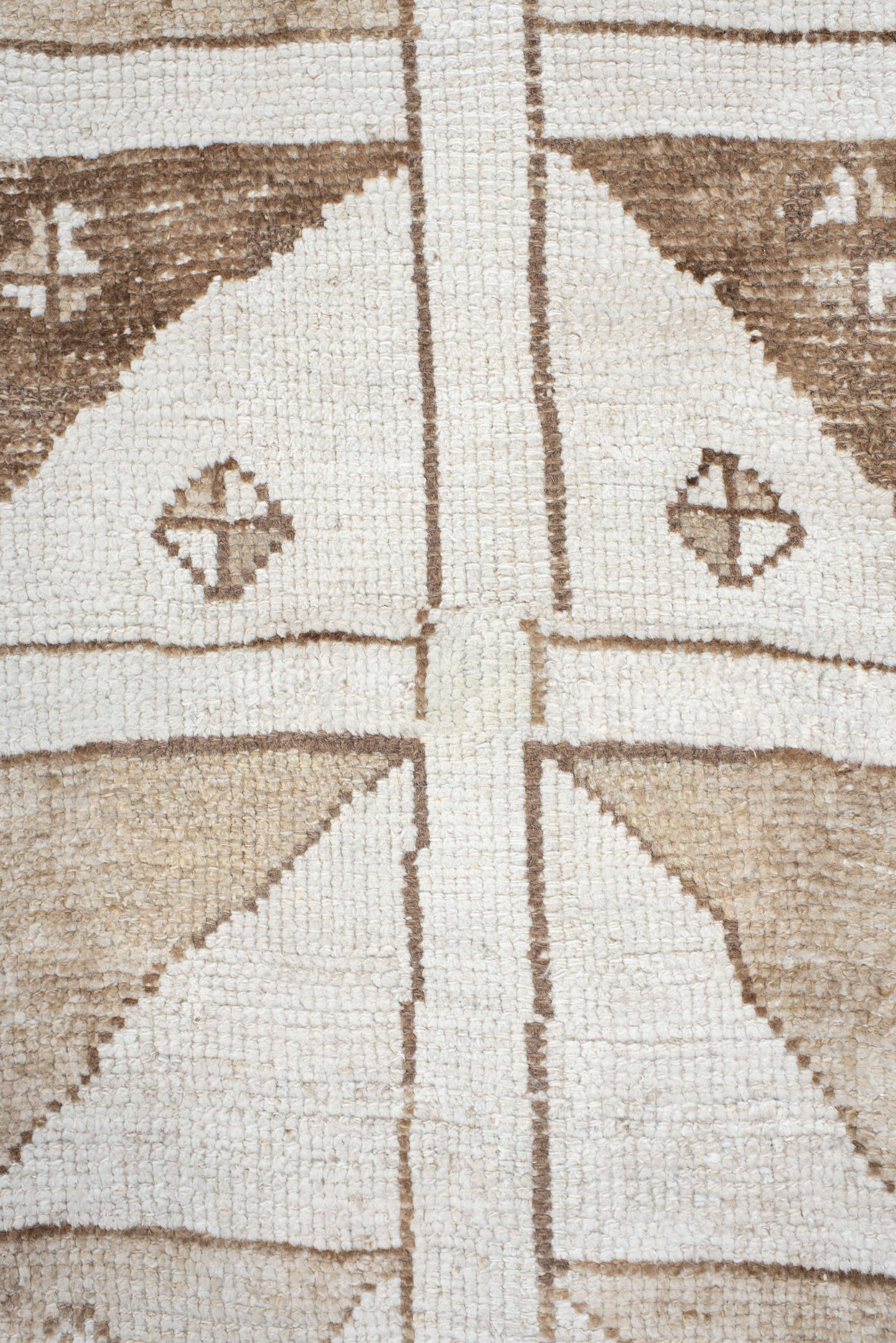 3' x 10' one-of-a-kind handmade vintage Kars runner rug. Color palette: ivory, taupe, camel, brown, beige, gray