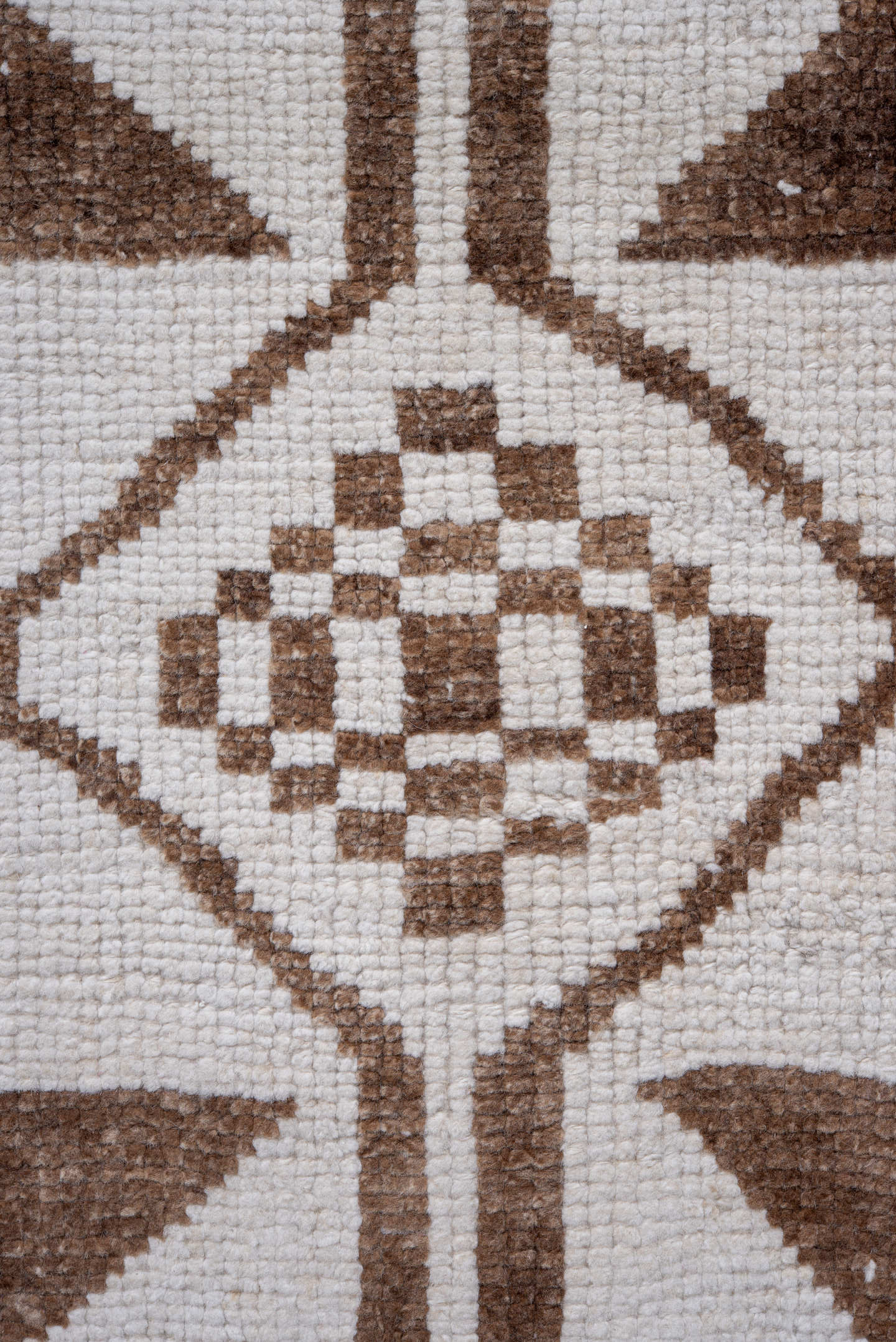 3' x 11' one-of-a-kind handmade vintage Kars runner rug. Color palette: ivory, taupe, camel, brown, beige, gray