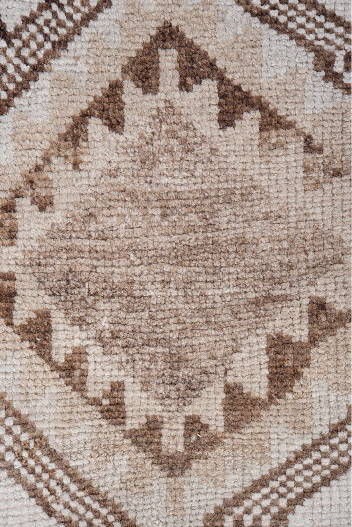 3' x 10' one-of-a-kind handmade vintage Kars runner rug. Color palette: ivory, taupe, brown, camel, beige, gray