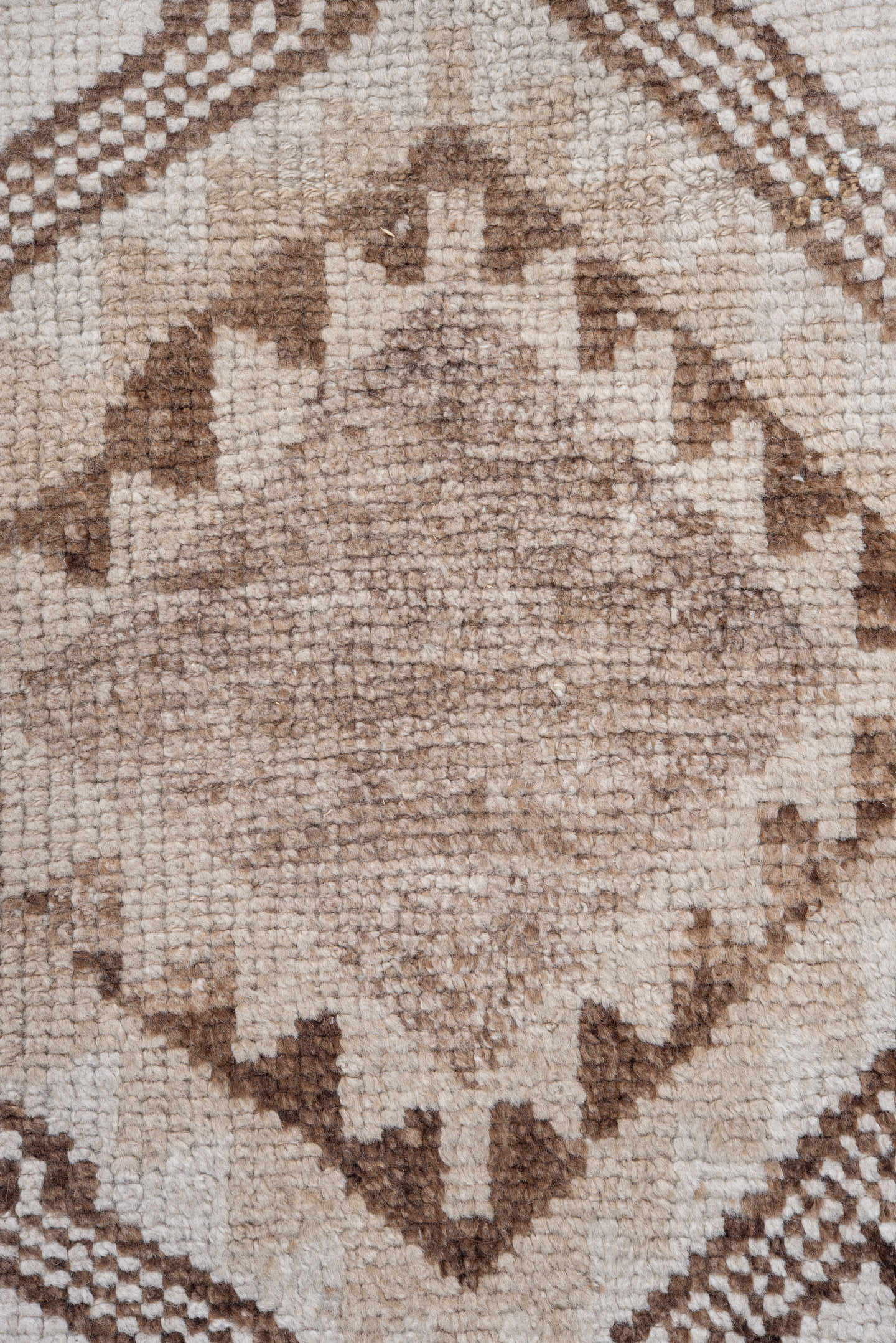 3' x 10' one-of-a-kind handmade vintage Kars runner rug. Color palette: ivory, taupe, brown, camel, beige, gray