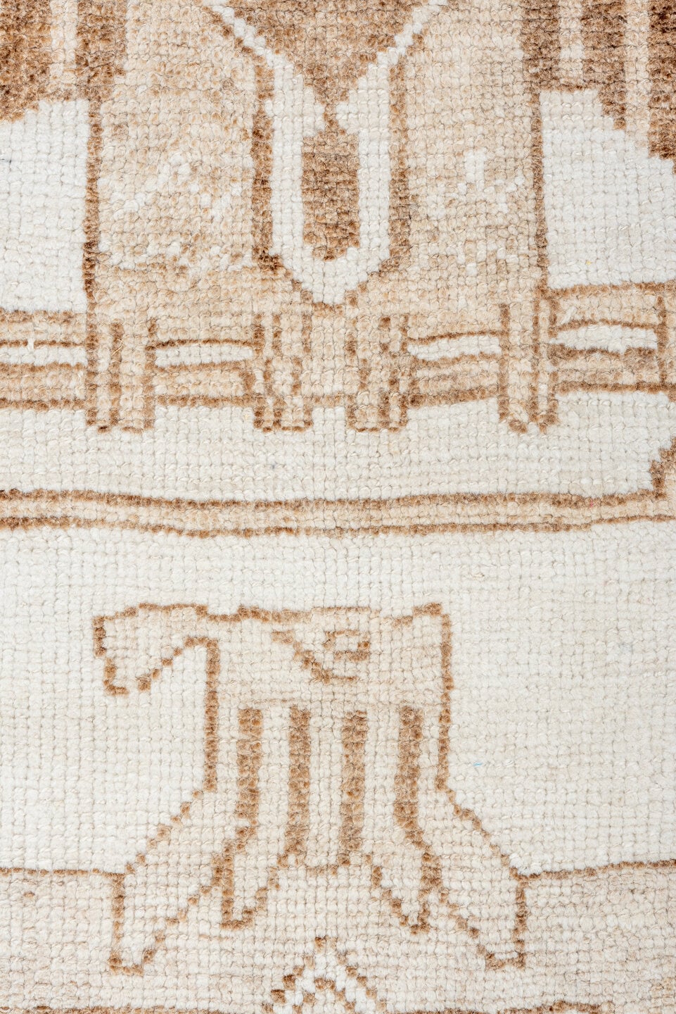 3' x 12' one-of-a-kind handmade vintage Kars runner rug. Color palette: ivory, taupe, brown, camel, beige, gray