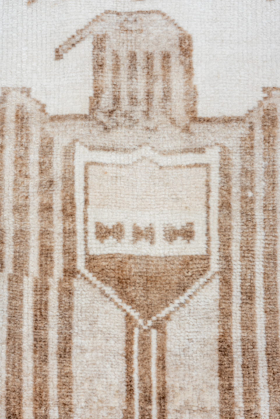 3' x 10' one-of-a-kind handmade vintage Kars runner rug. Color palette: ivory, taupe, brown, camel, beige, gray