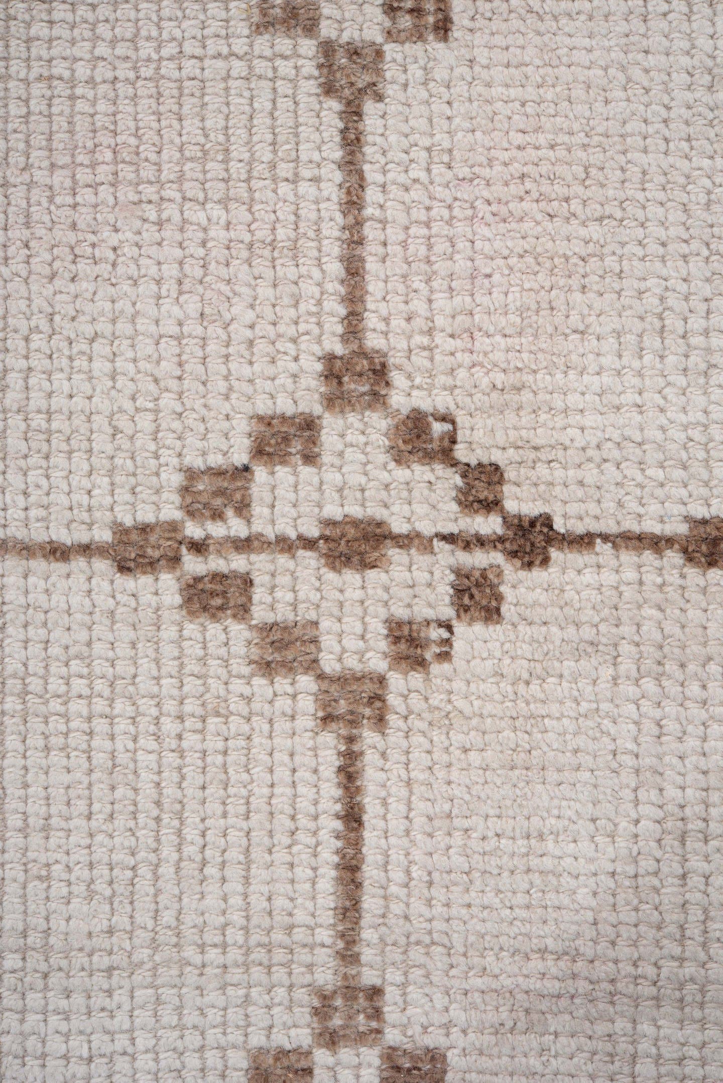 3' x 11' one-of-a-kind handmade vintage Kars runner rug. Color palette: ivory, taupe, brown, camel, beige, gray