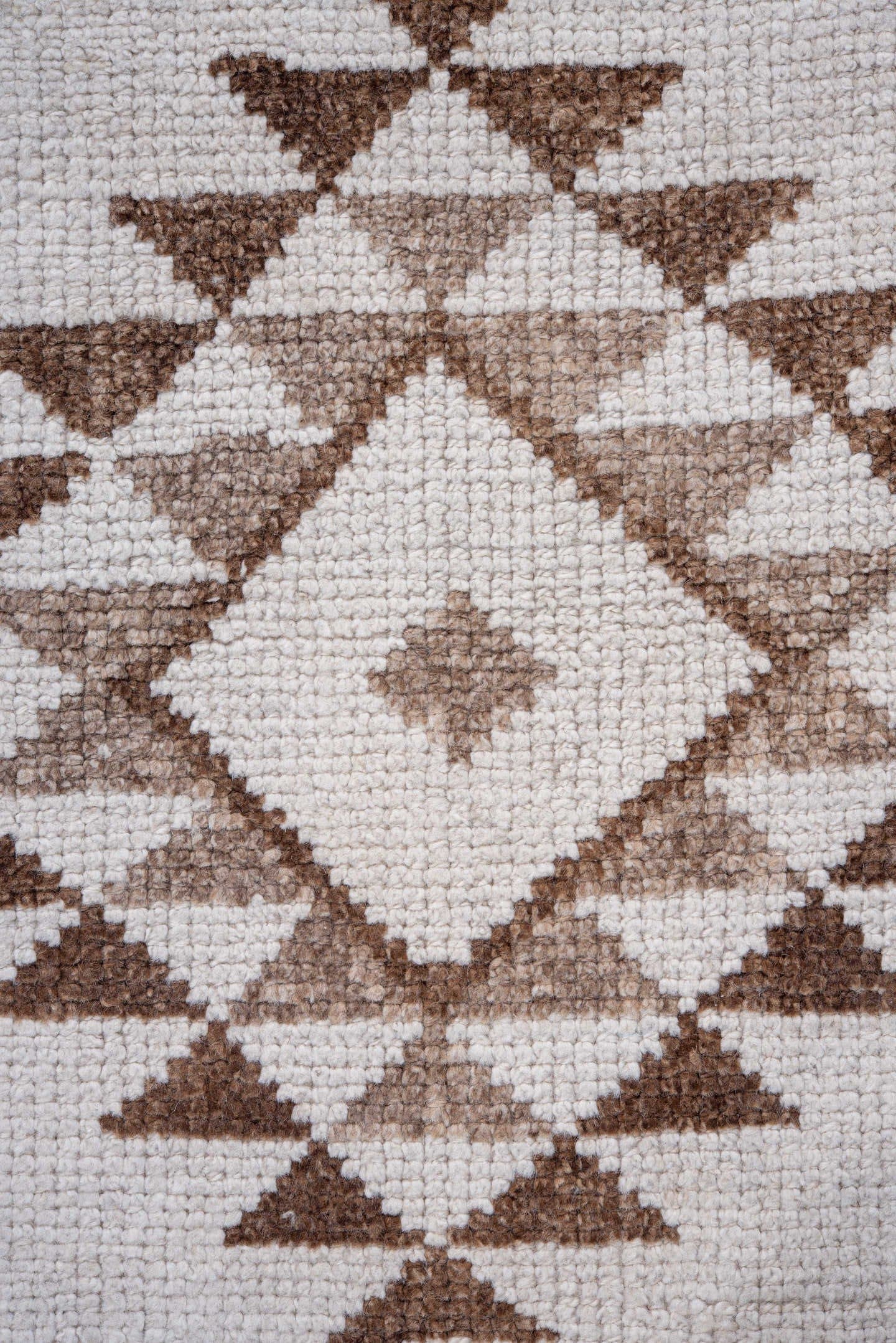 3' x 12' one-of-a-kind handmade vintage Kars runner rug. Color palette: ivory, taupe, brown, beige, gray