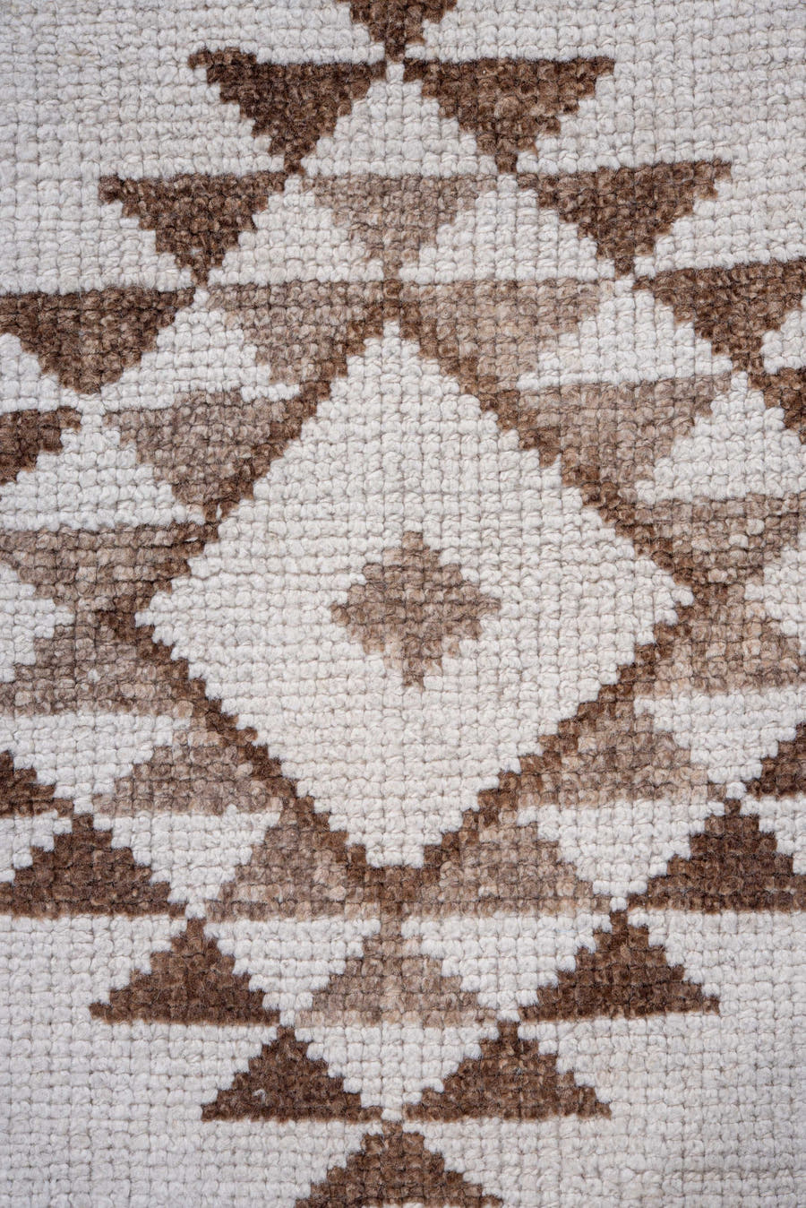 3' x 12' one-of-a-kind handmade vintage Kars runner rug. Color palette: ivory, taupe, brown, beige, gray
