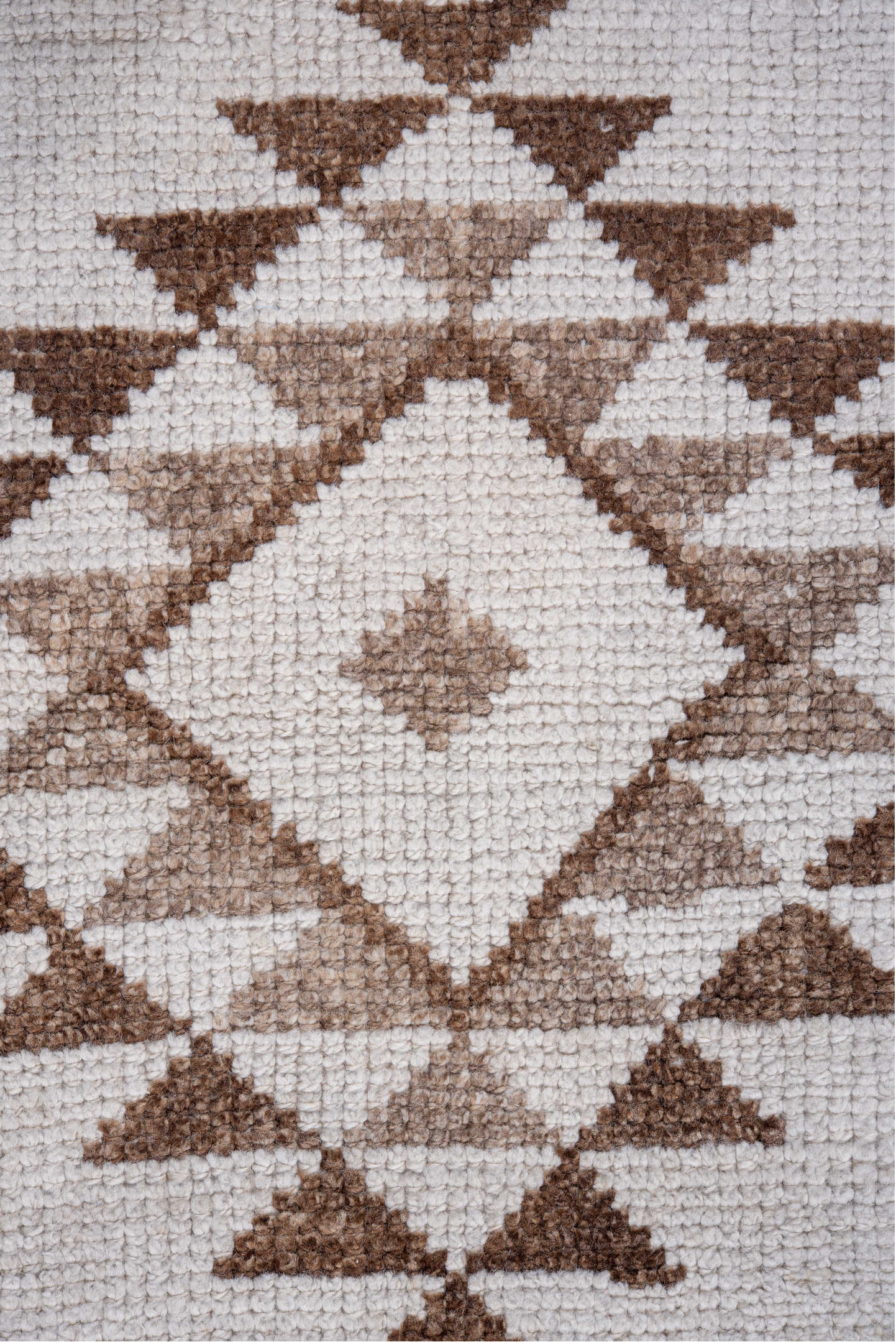 3' x 12' one-of-a-kind handmade vintage Kars runner rug. Color palette: ivory, taupe, brown, beige, gray