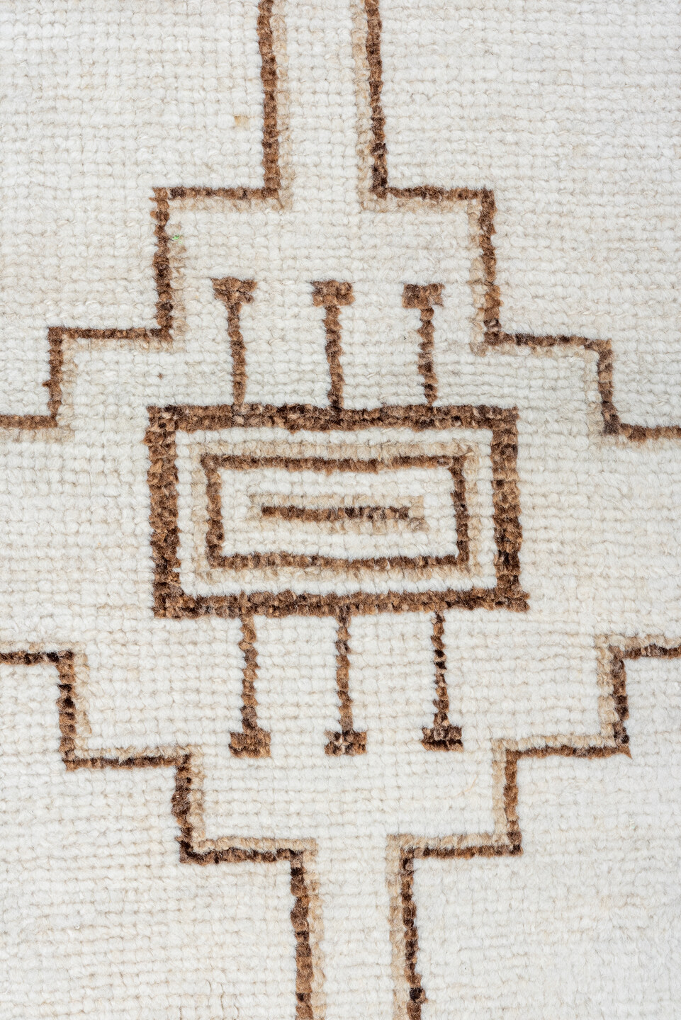 3' x 12' one-of-a-kind handmade vintage Kars runner rug. Color palette: ivory, taupe, brown, beige, gray