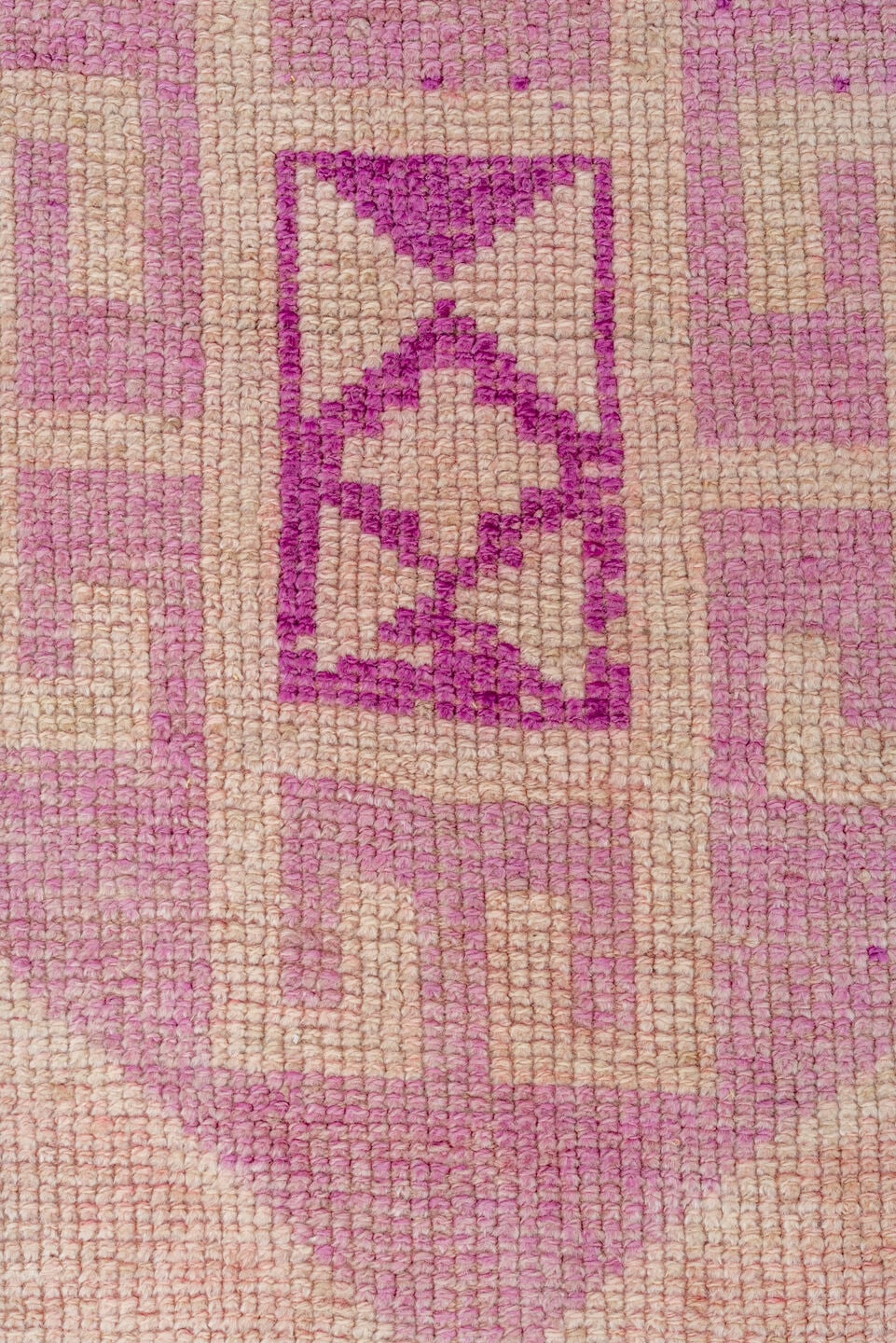 2' x 11' one-of-a-kind handmade antique Kars runner rug. Color palette: blush, ivory, lavender, rose, taupe, pink
