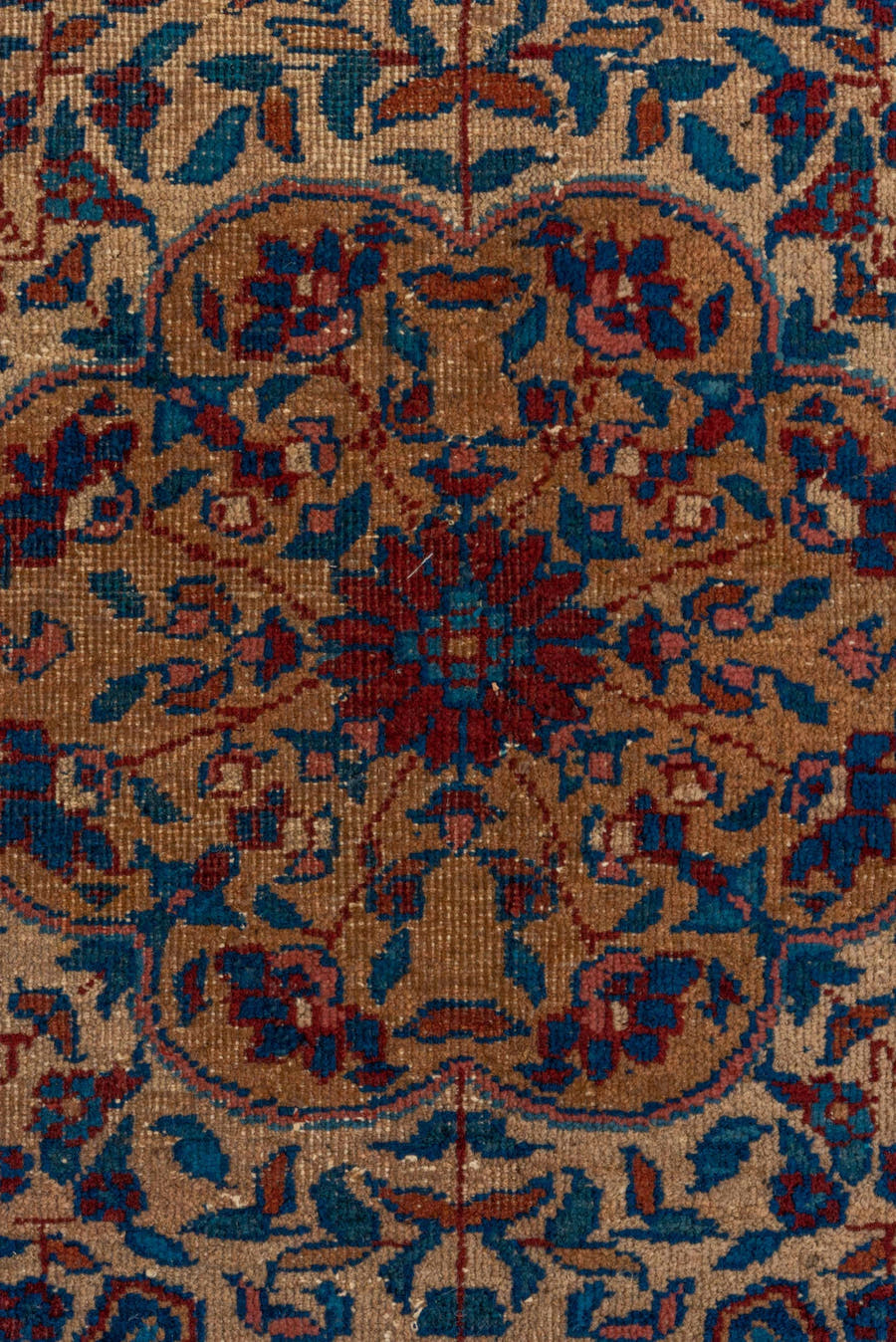 7' x 12' one-of-a-kind handmade antique Sparta large size rug. Color palette: navy, ivory, rust, cobalt, terra cotta, camel