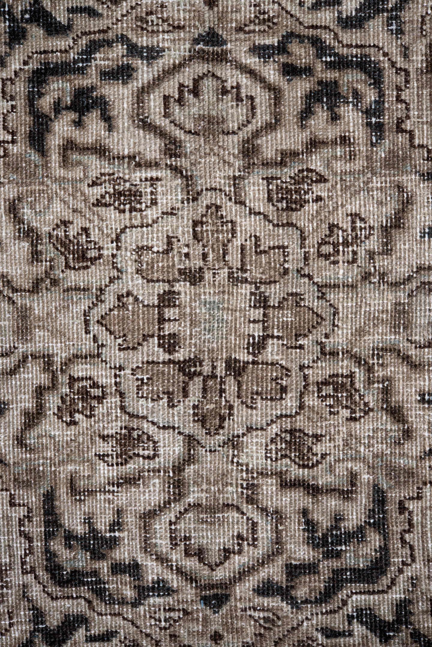 6' x 9' one-of-a-kind handmade antique Heriz medium size rug. Color palette: taupe, ivory, charcoal, brown, beige, gray