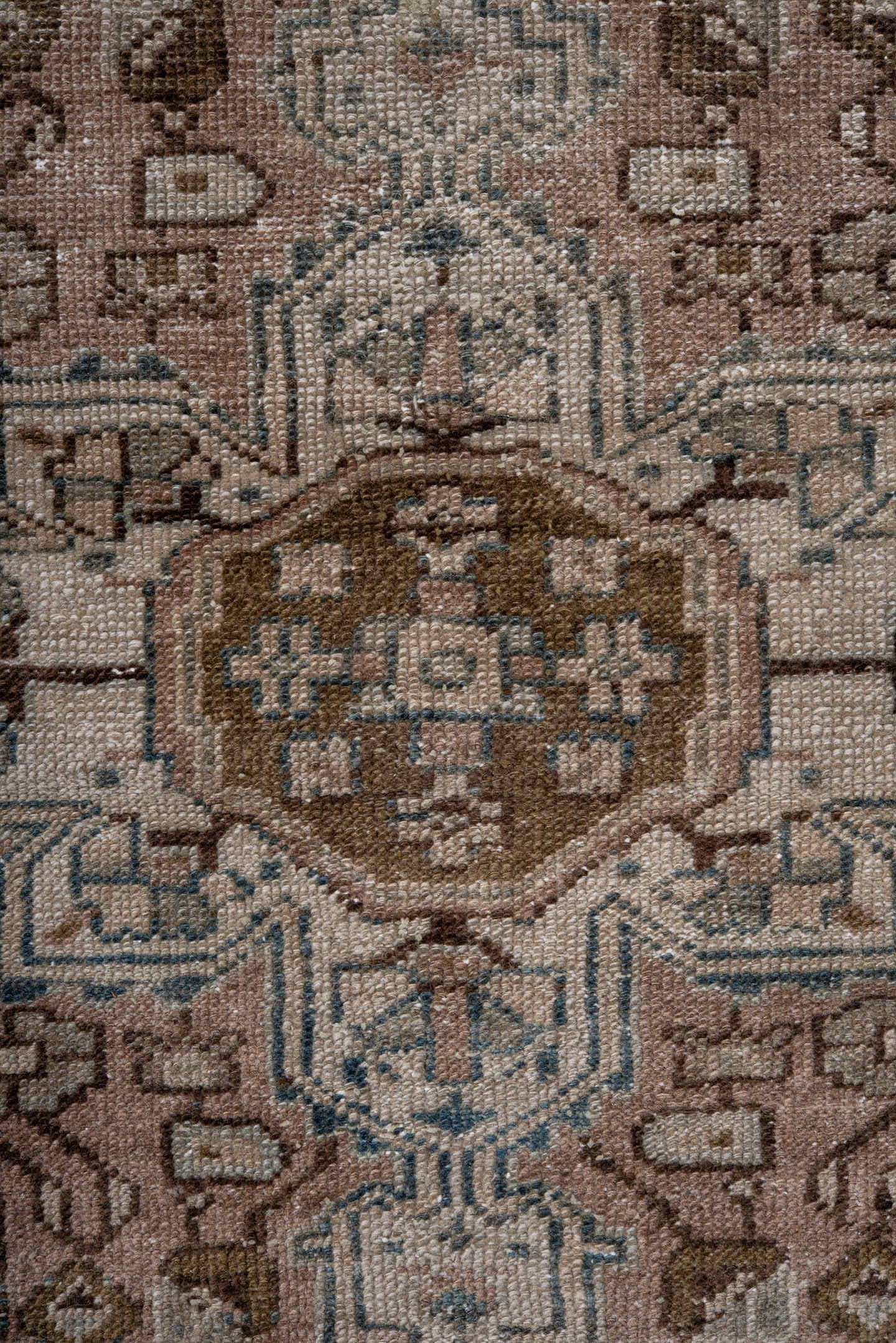 4' x 7' one-of-a-kind handmade antique Hamadan rug. Color palette: aqua, ivory, taupe, brown, charcoal, beige, teal, gray