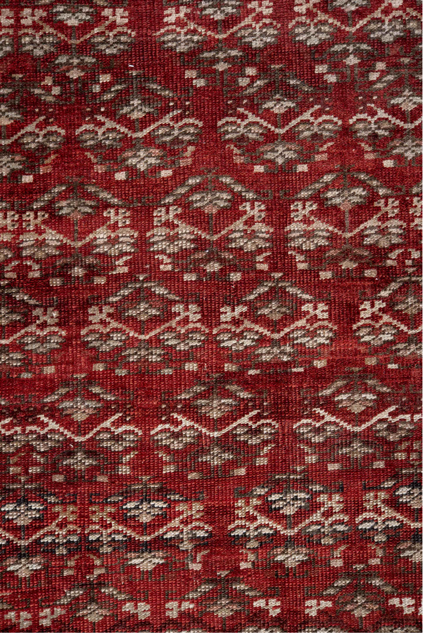 2' x 14' one-of-a-kind handmade antique Caucasian runner rug. Color palette: rust, ivory, crimson, brown, charcoal