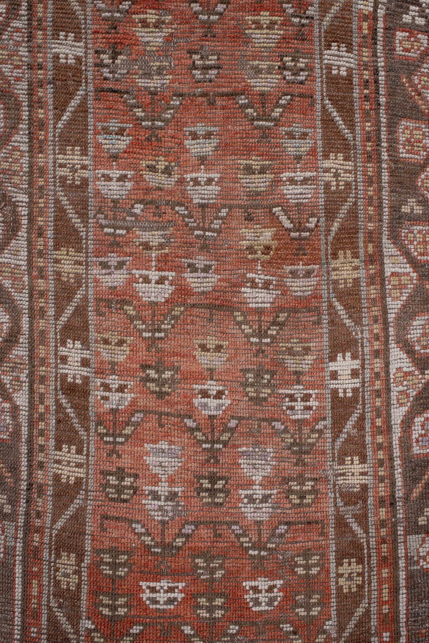 3' x 10' one-of-a-kind handmade antique NW Persian runner rug. Color palette: rust, brown, ivory, terra cotta, taupe
