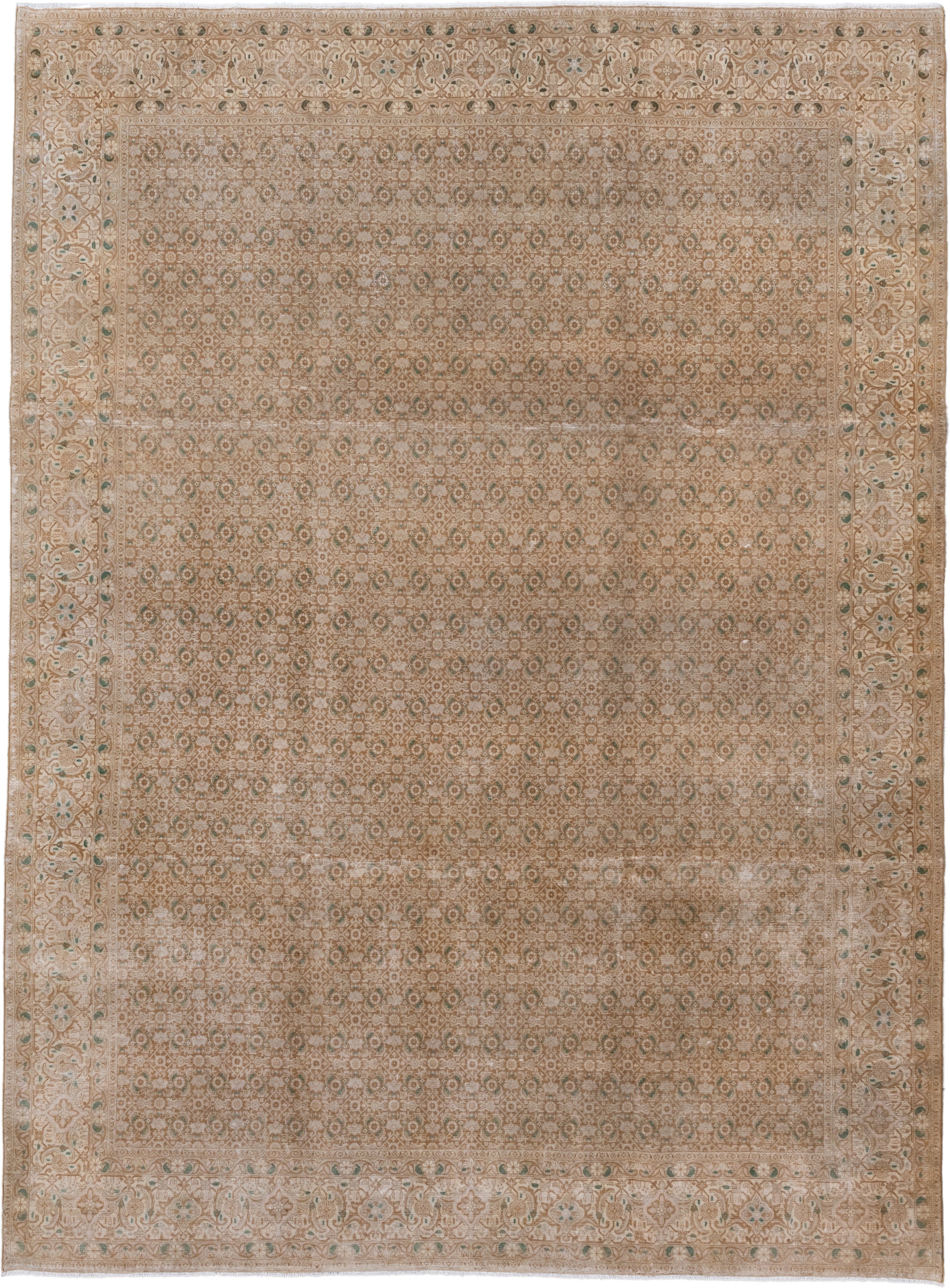 8' x 11' one-of-a-kind handmade antique Bidjar large size rug. Color palette: camel, taupe, ivory, sage, beige, sand, gray
