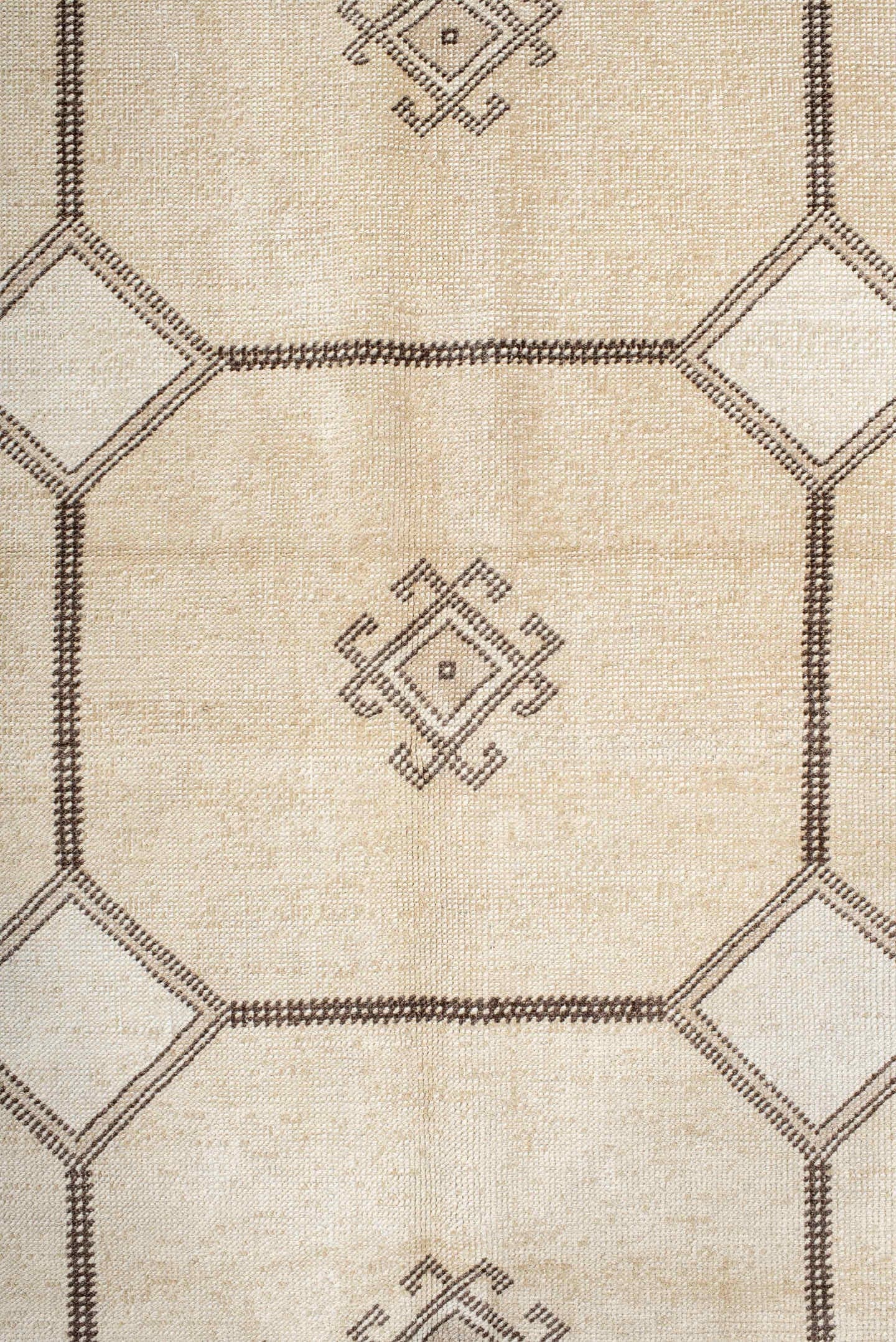 5' x 8' one-of-a-kind handmade vintage Anatolian medium size rug. Color palette: ivory, brown, taupe, beige, gray