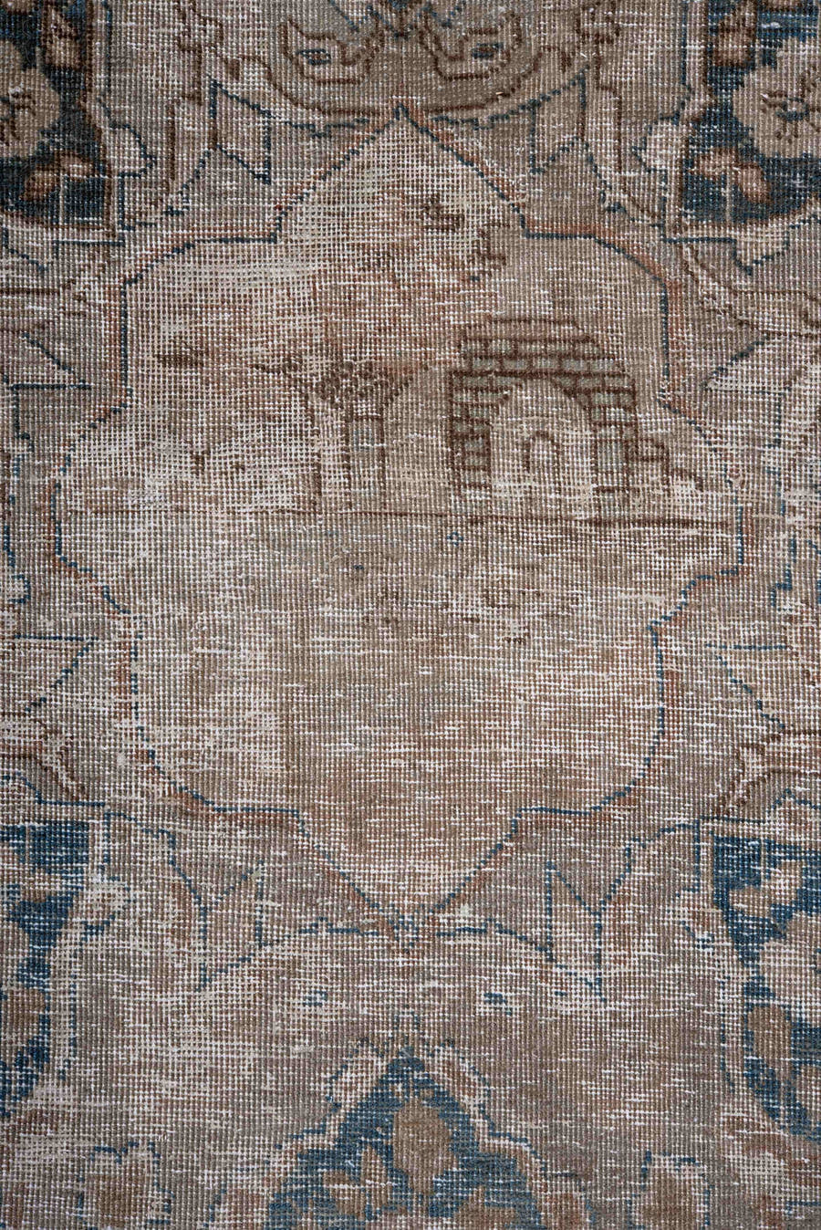 7' x 10' one-of-a-kind handmade vintage Tabriz large size rug. Color palette: taupe, ivory, powder_blue, beige, rose, slate