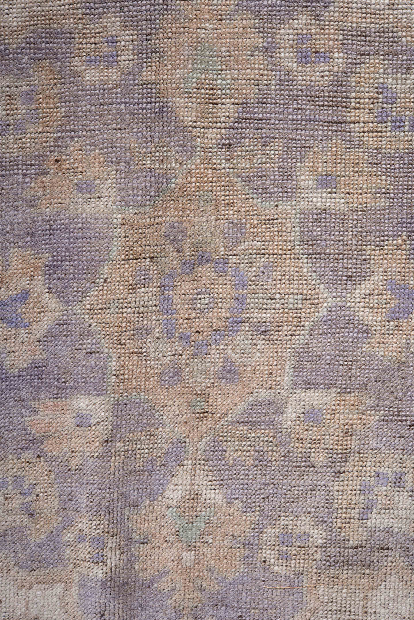 6' x 11' one-of-a-kind handmade vintage Oushak large size rug. Color palette: taupe, beige, lavender, ivory, dusty blue