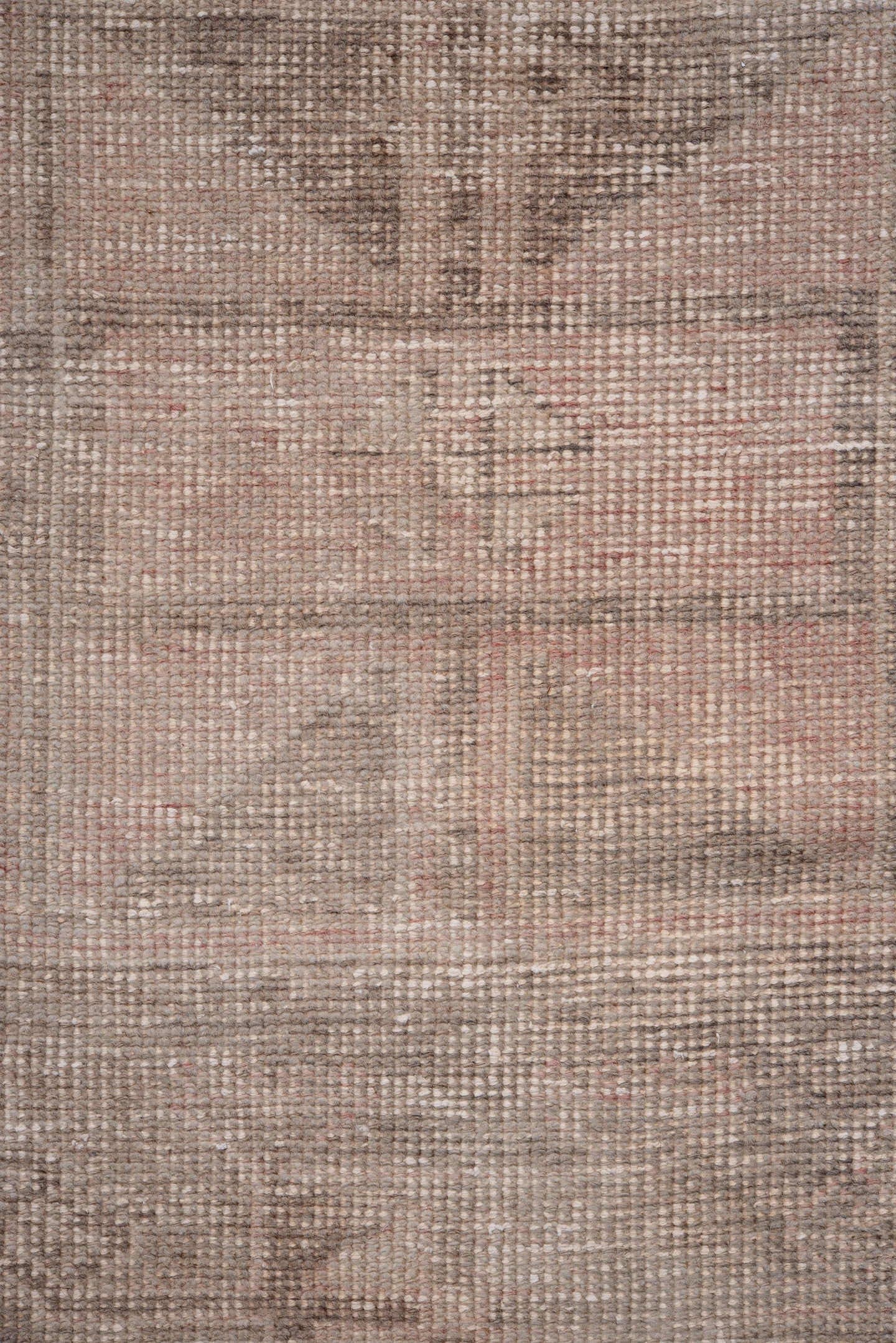 3' x 12' one-of-a-kind handmade antique Anatolian runner rug. Color palette: blush, taupe, warm gray, ivory, sand, pink